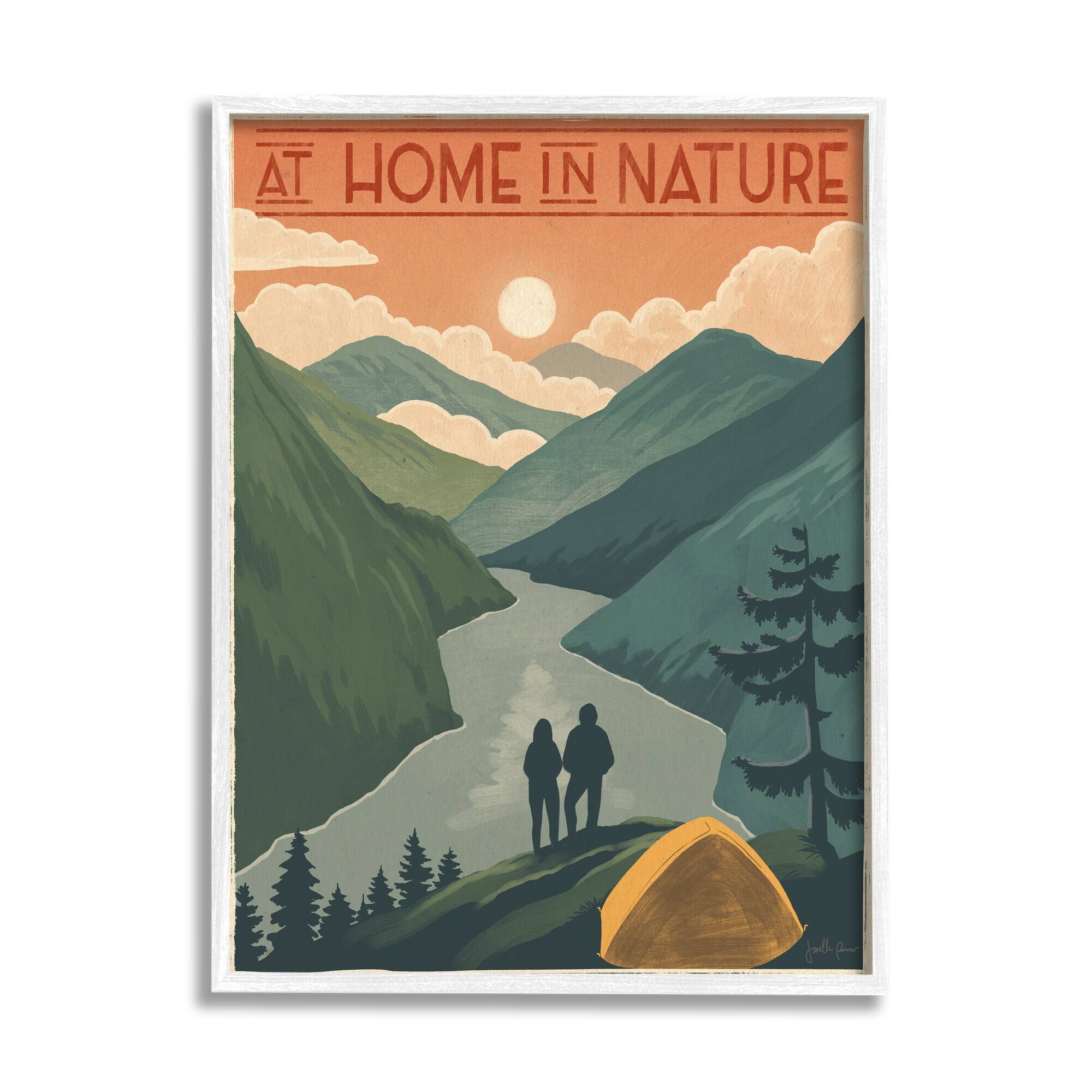 Stupell Industries At Home In Nature Phrase Camping Tent Mountains Framed Wall Art