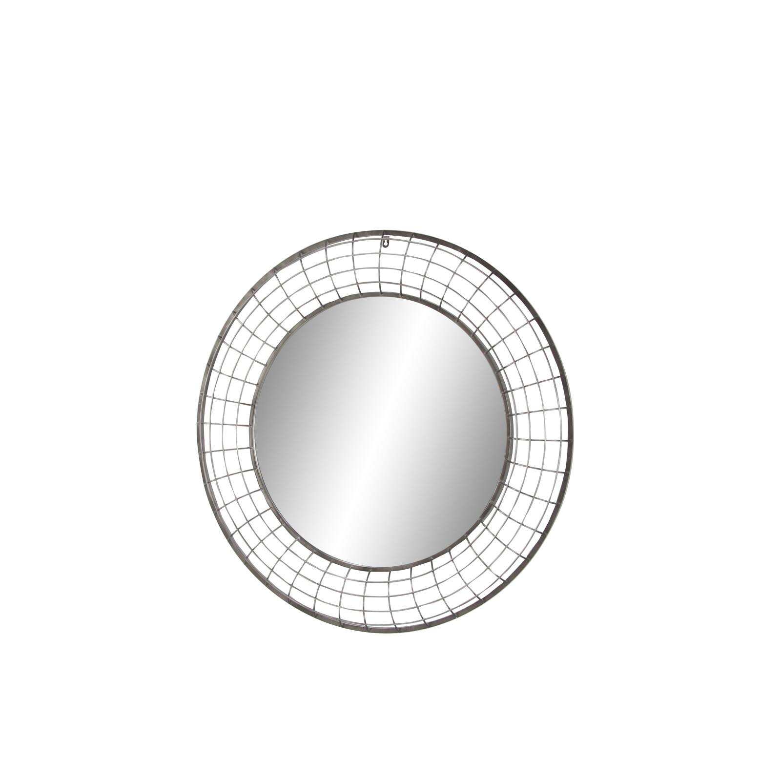 36" Black Industrial Metal Round Wall Mirror