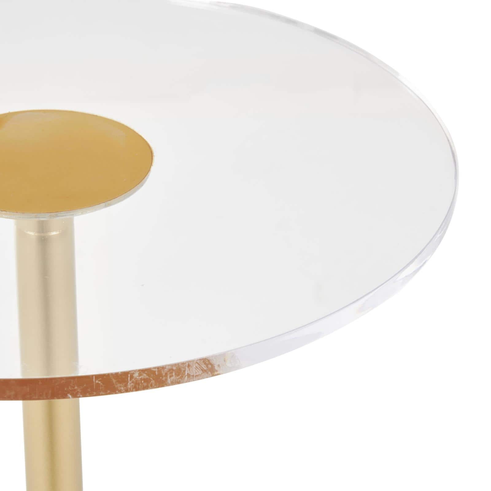 25.5" Gold Metal Pedestal Accent Table