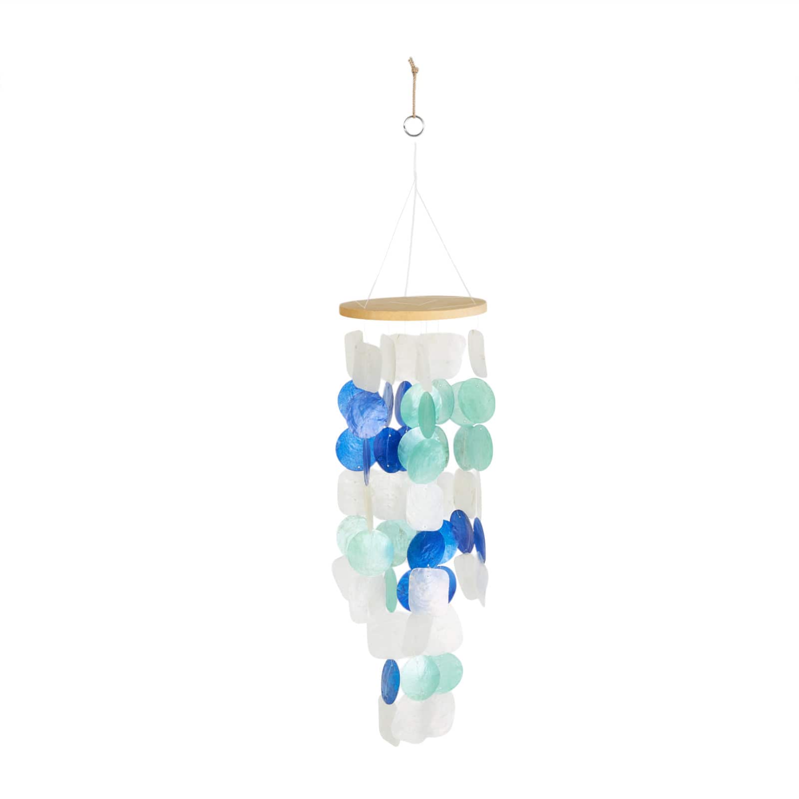 22" White Capiz Shell Waterfall Indoor Outdoor Windchime Accents