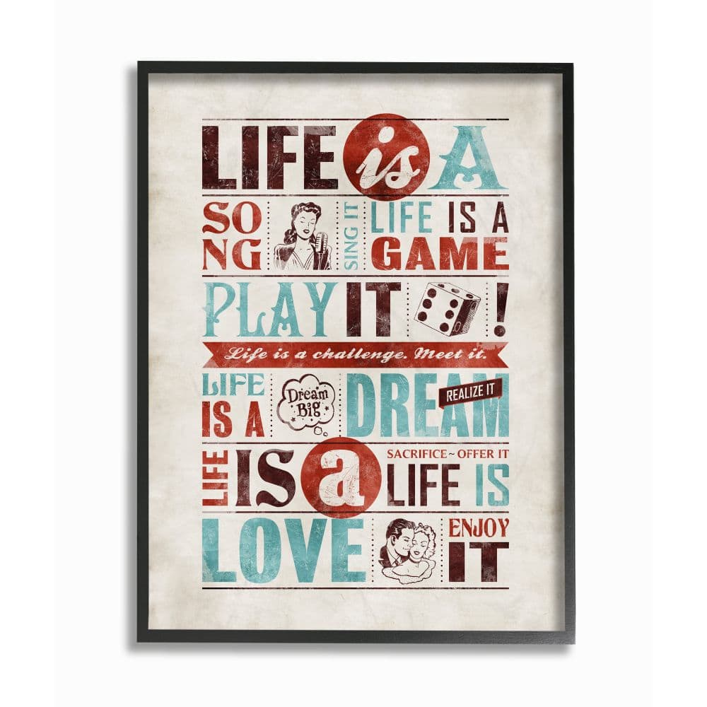 Stupell Industries Life Is A Song Wall Art in Black Frame