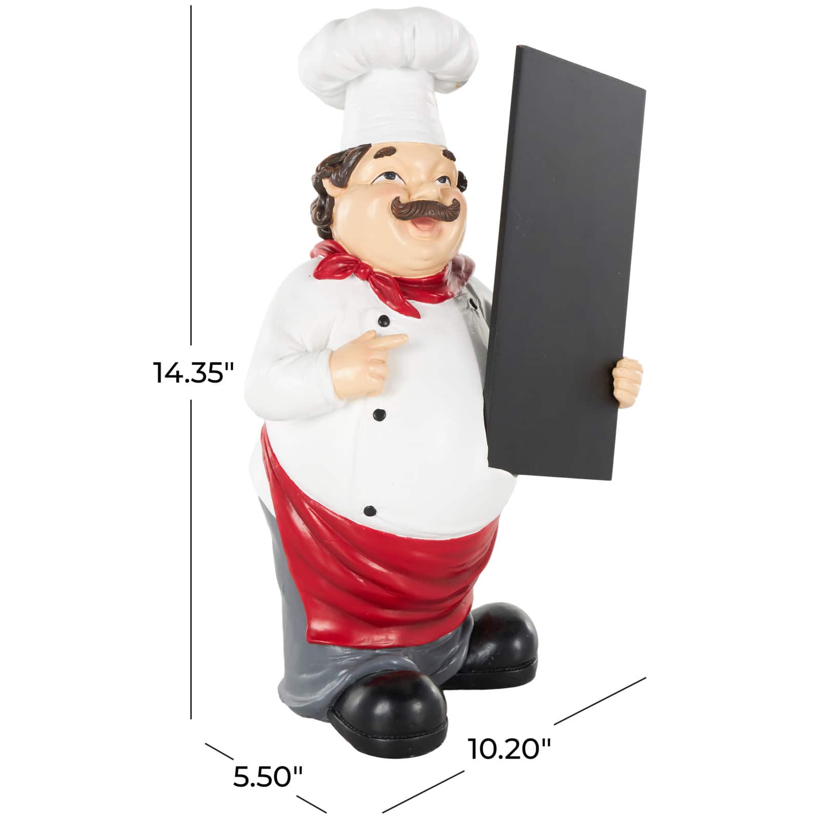 14.25" White with Chalkboard Polystone Chef Decorative Sculpture
