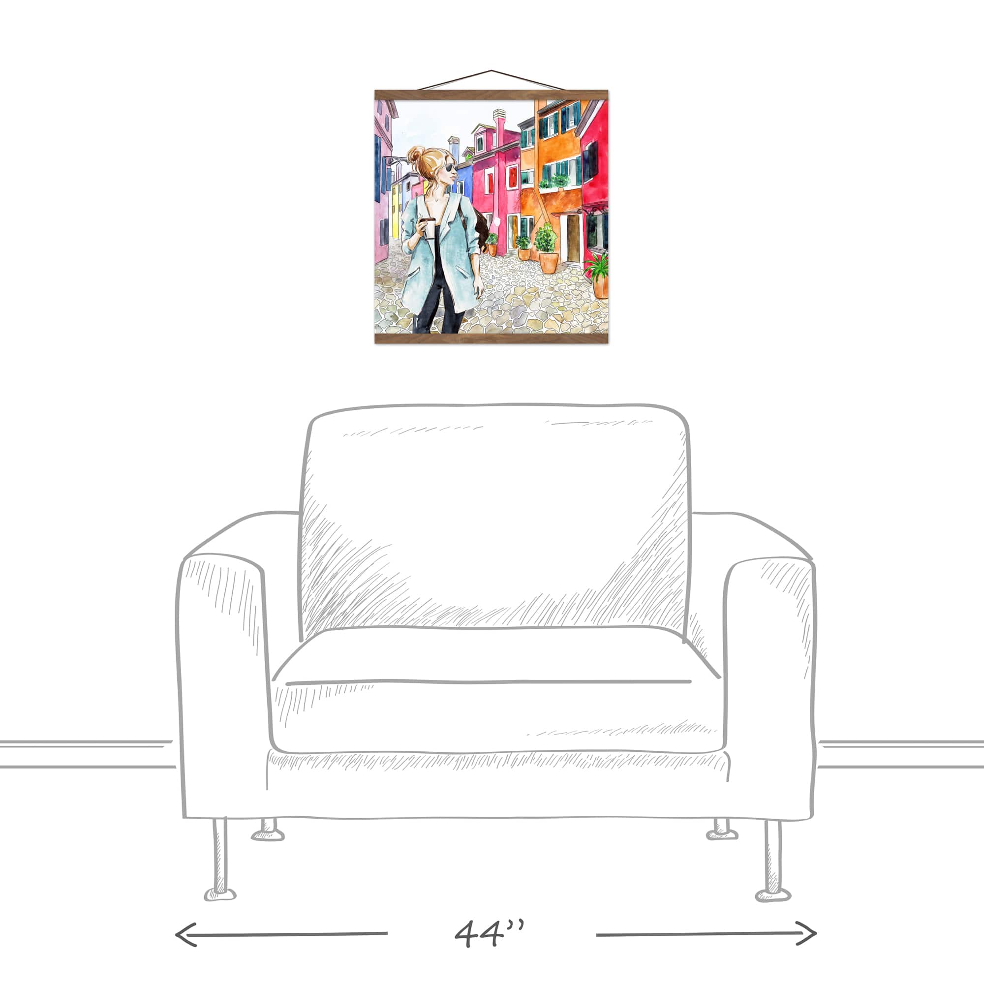 Travelling Streets Teak Hanging Canvas