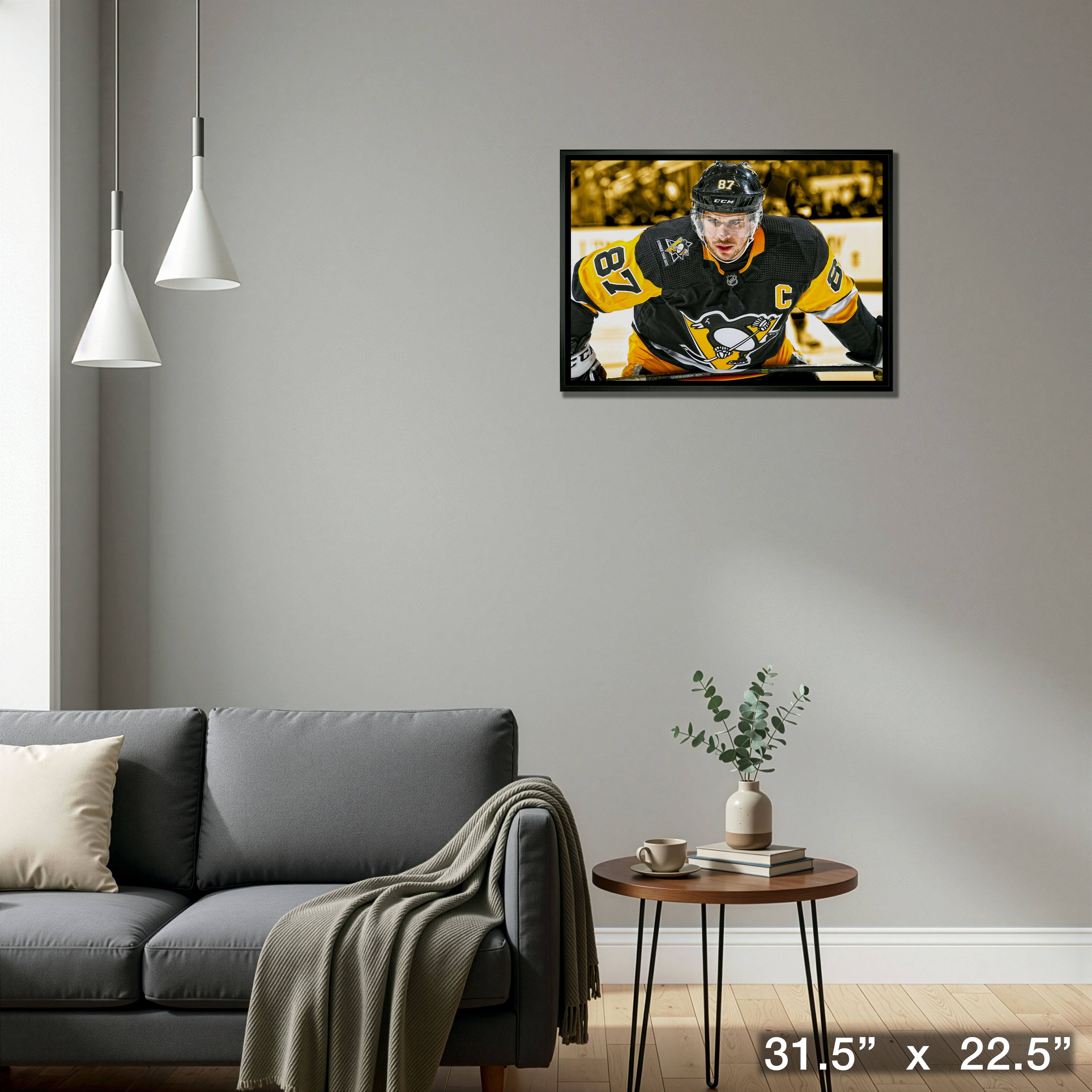 Sidney Crosby Pittsburgh Penguins Framed 20" x 29" Face-Off Close-Up Canvas 31.5" x 22.5"