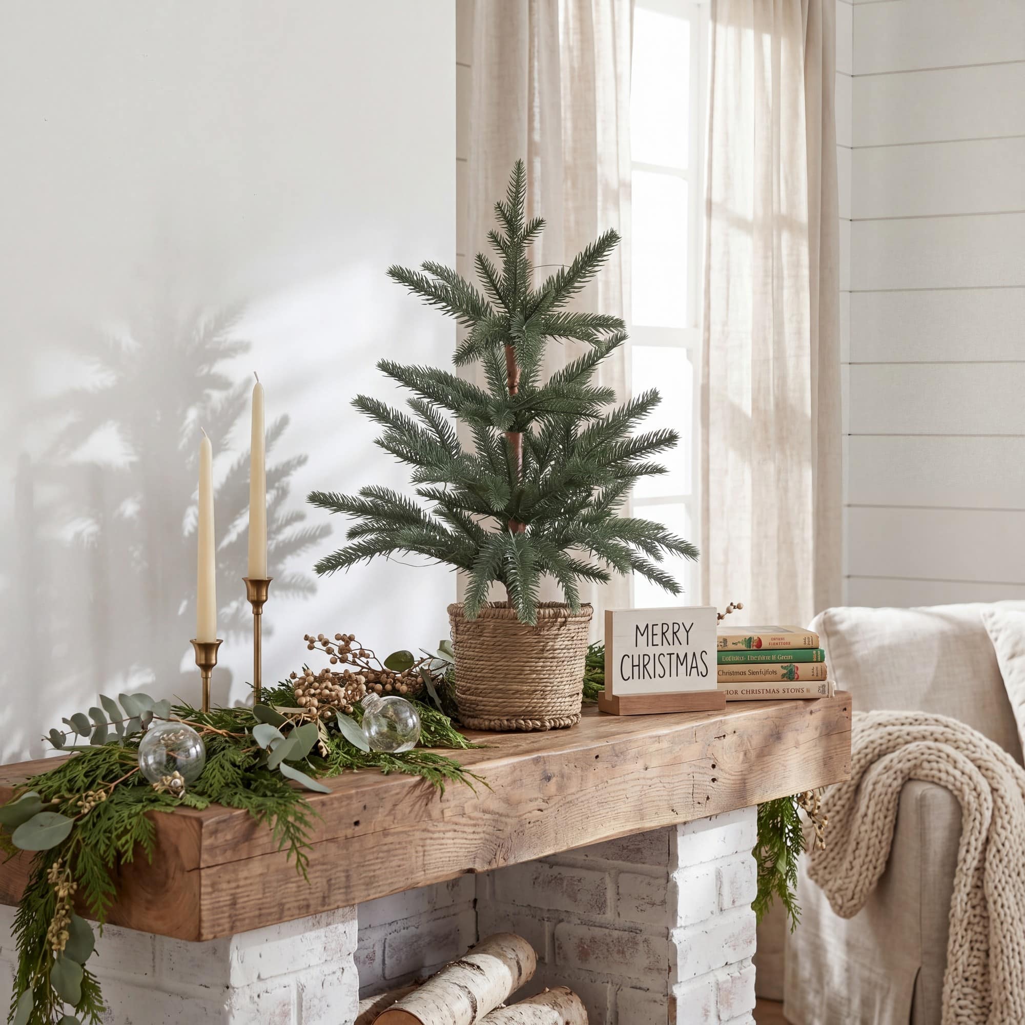 Nearly Natural 18" Pre-Lit Artificial Christmas Tree, Warm White LED Lights