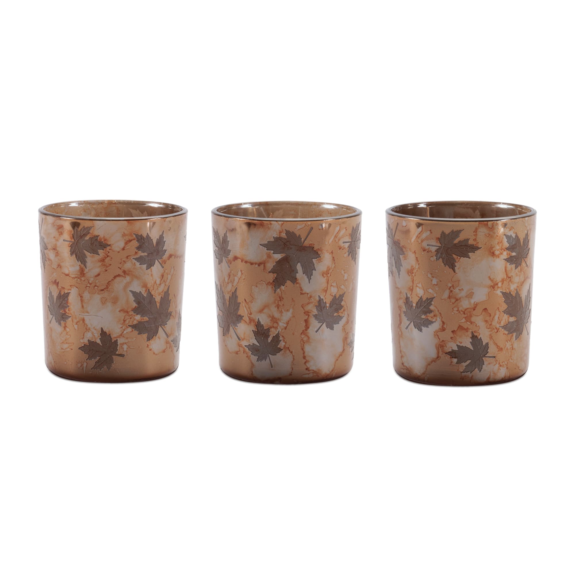 3.25" Autumn Leaf Glass Votive Holders, 3ct.