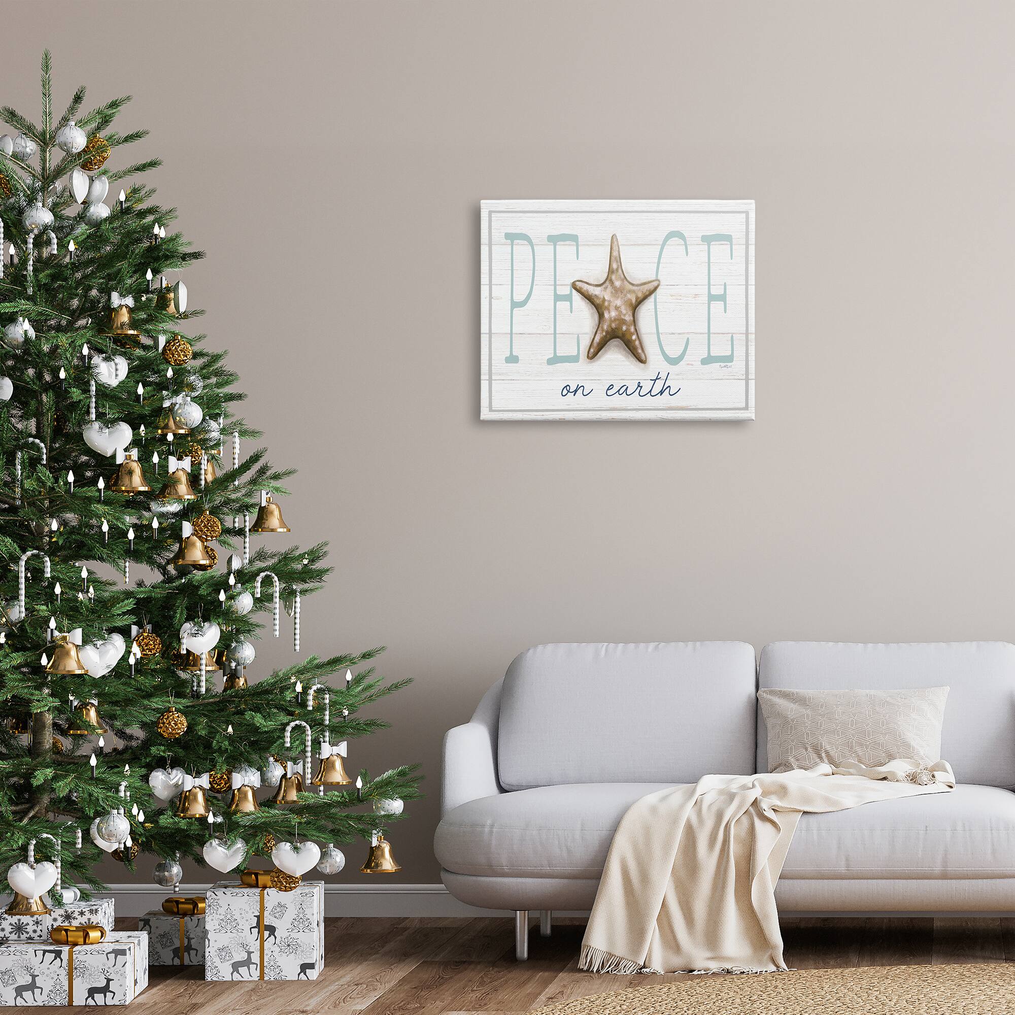 Stupell Industries Peace On Earth Starfish Sign Canvas Wall Art