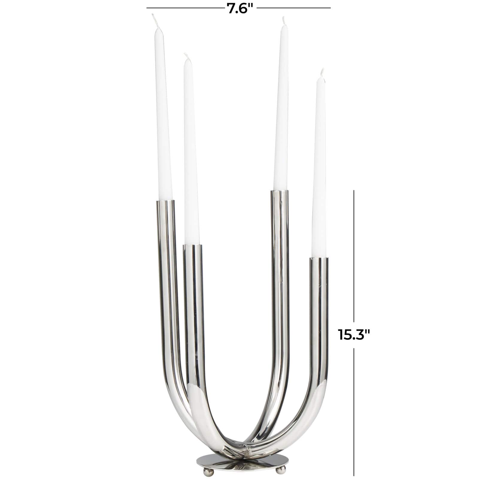 15" Silver Stainless Steel Abstract U-Shaped Candelabra