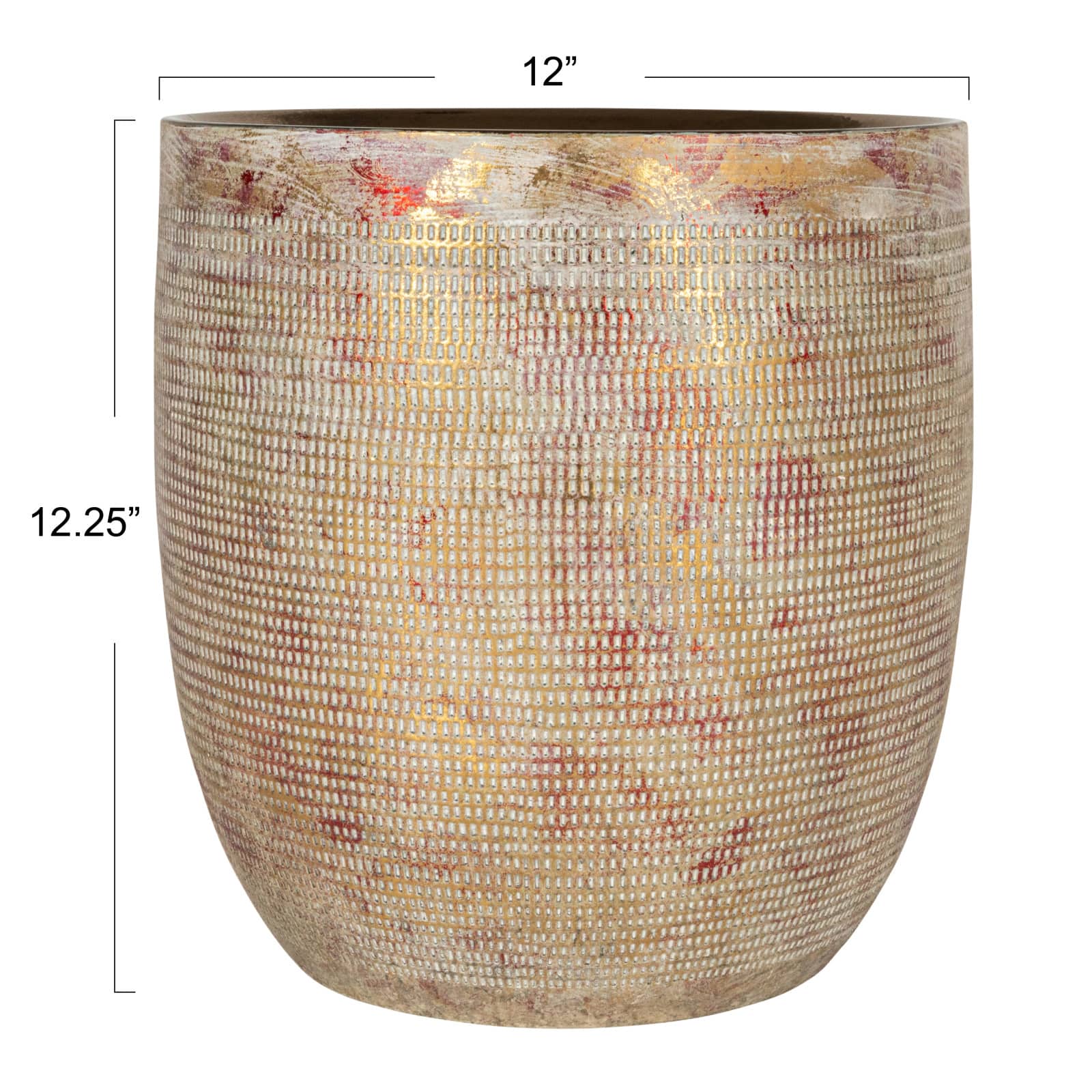 Hello Honey® 12" Metallic Gold Coastal Embossed Textured Stoneware Planter