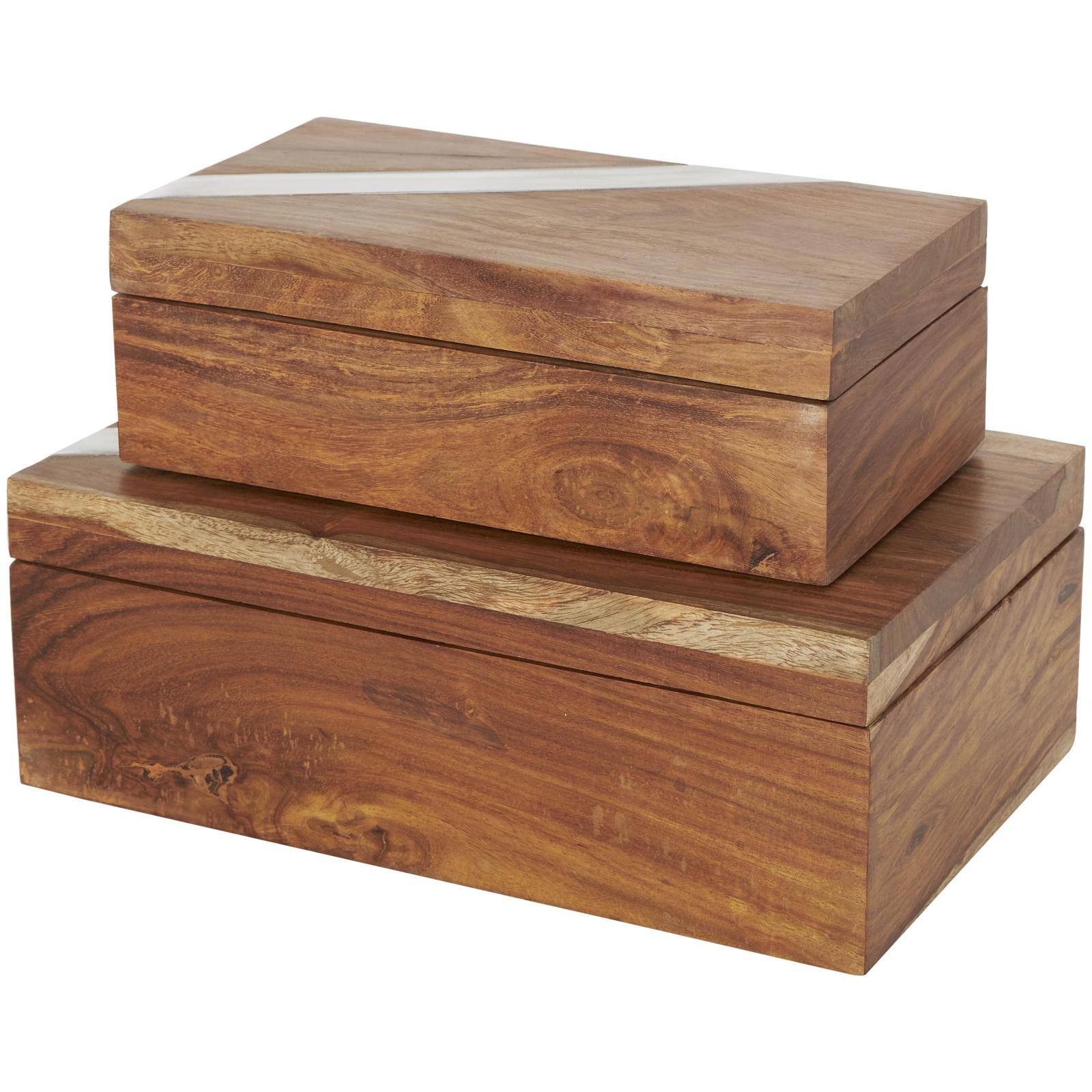 Brown Box Set with Silver Diagonal Stripes
