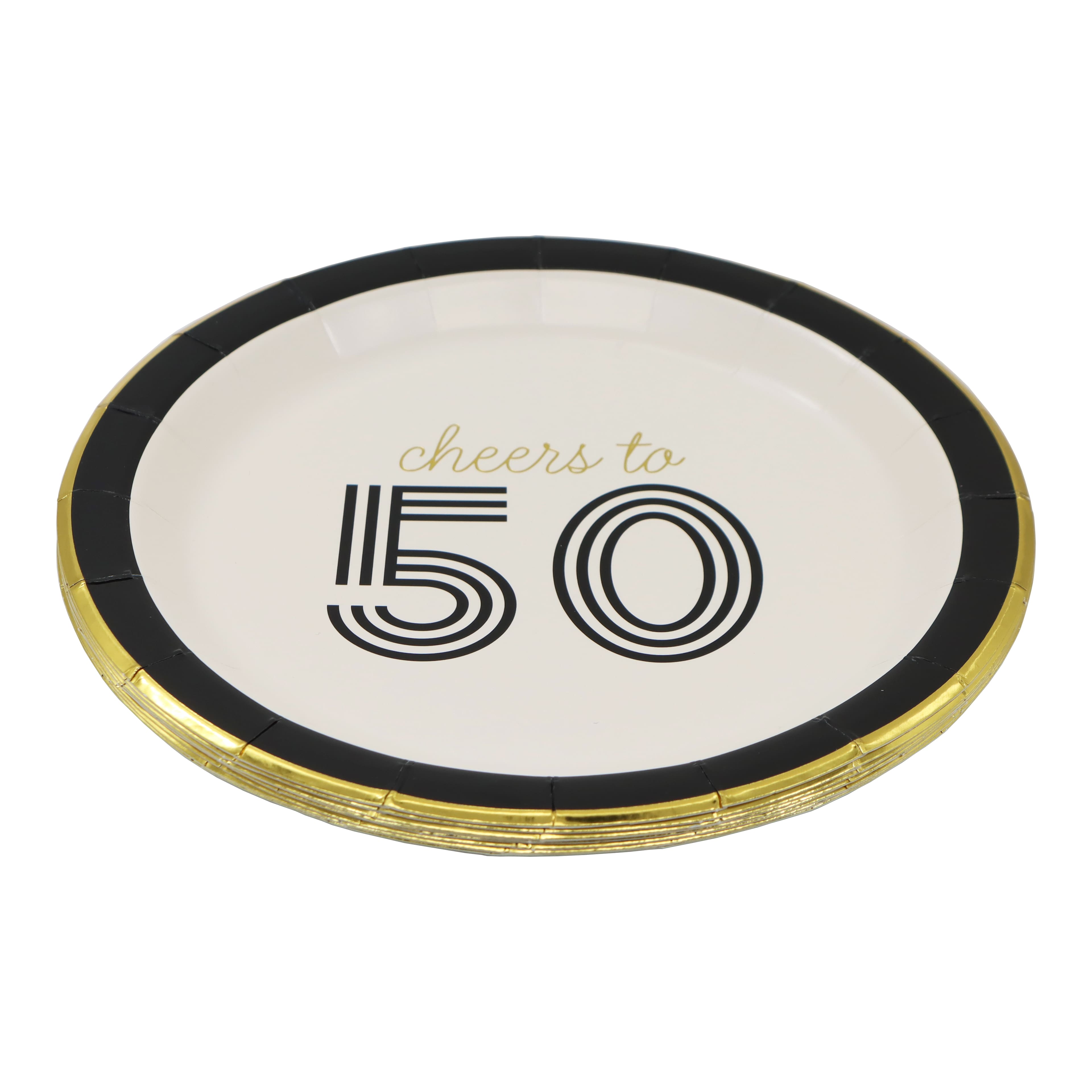 24 Packs: 8 ct. (192 total) 7" Cheers to 50 Paper Dinner Plates by Celebrate It™