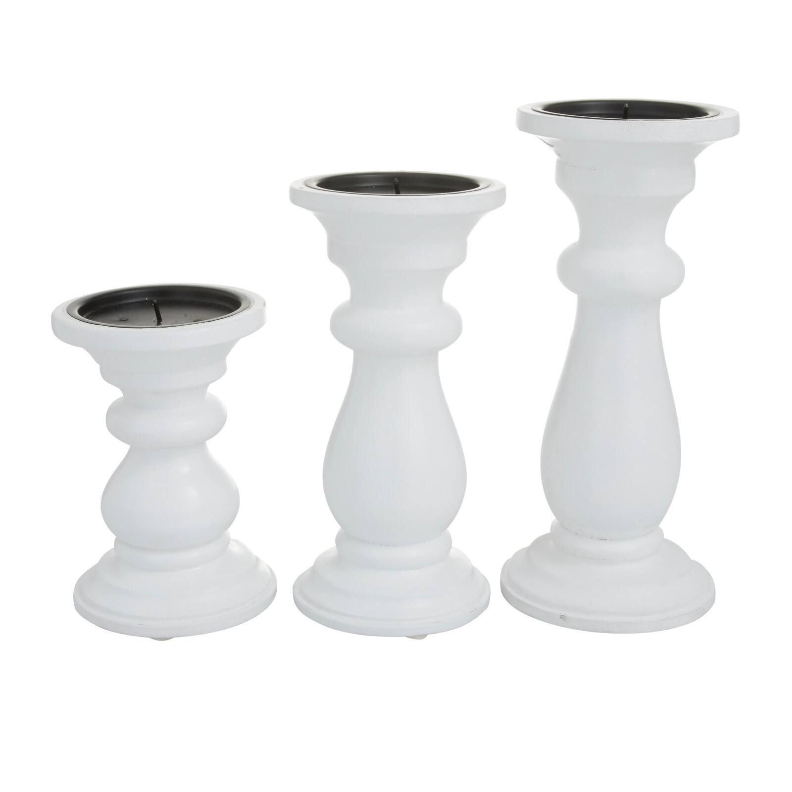 White Wood French Country Candle holder 10",8",6"
