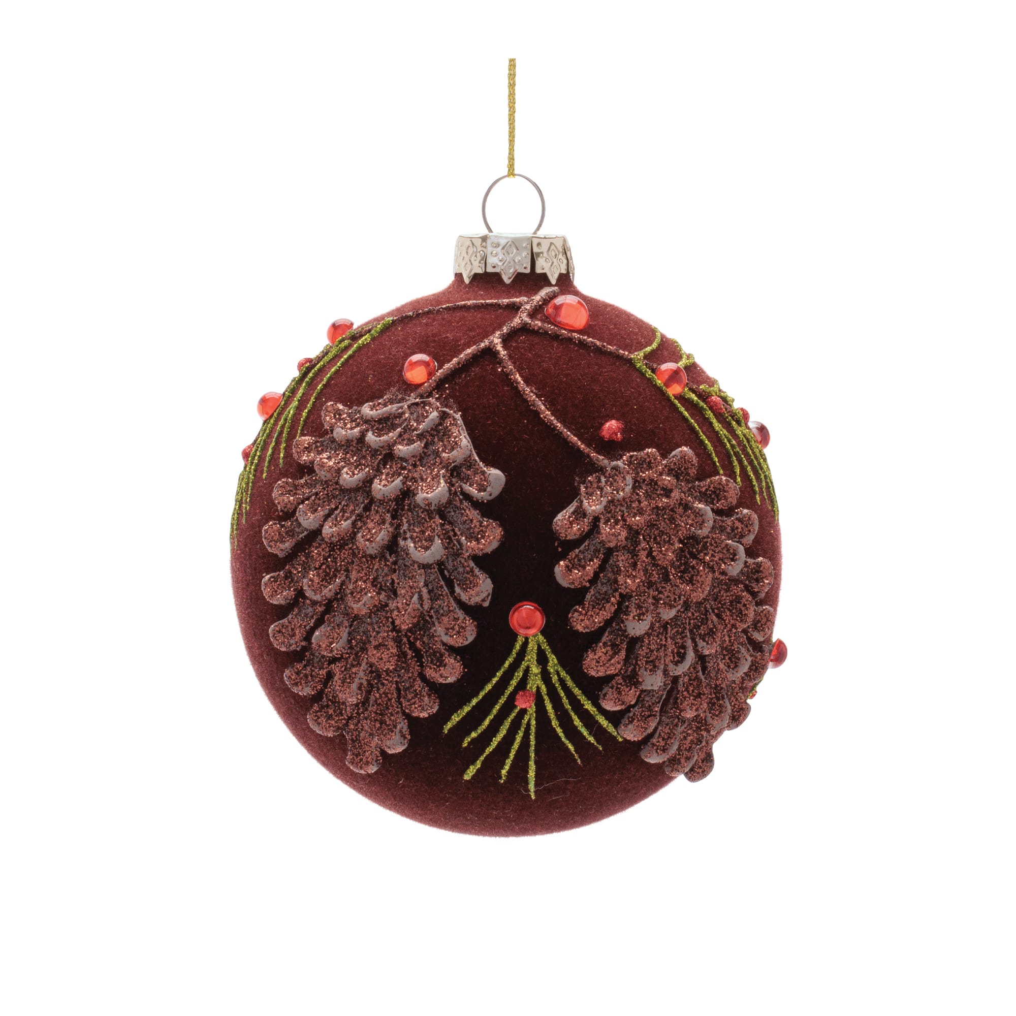 Melrose Brown Ball & Finial Glass Ornament Set