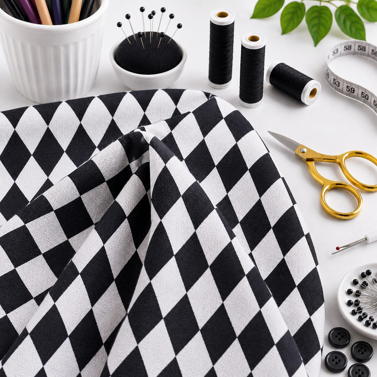 Black & White Diamond Cotton Fabric