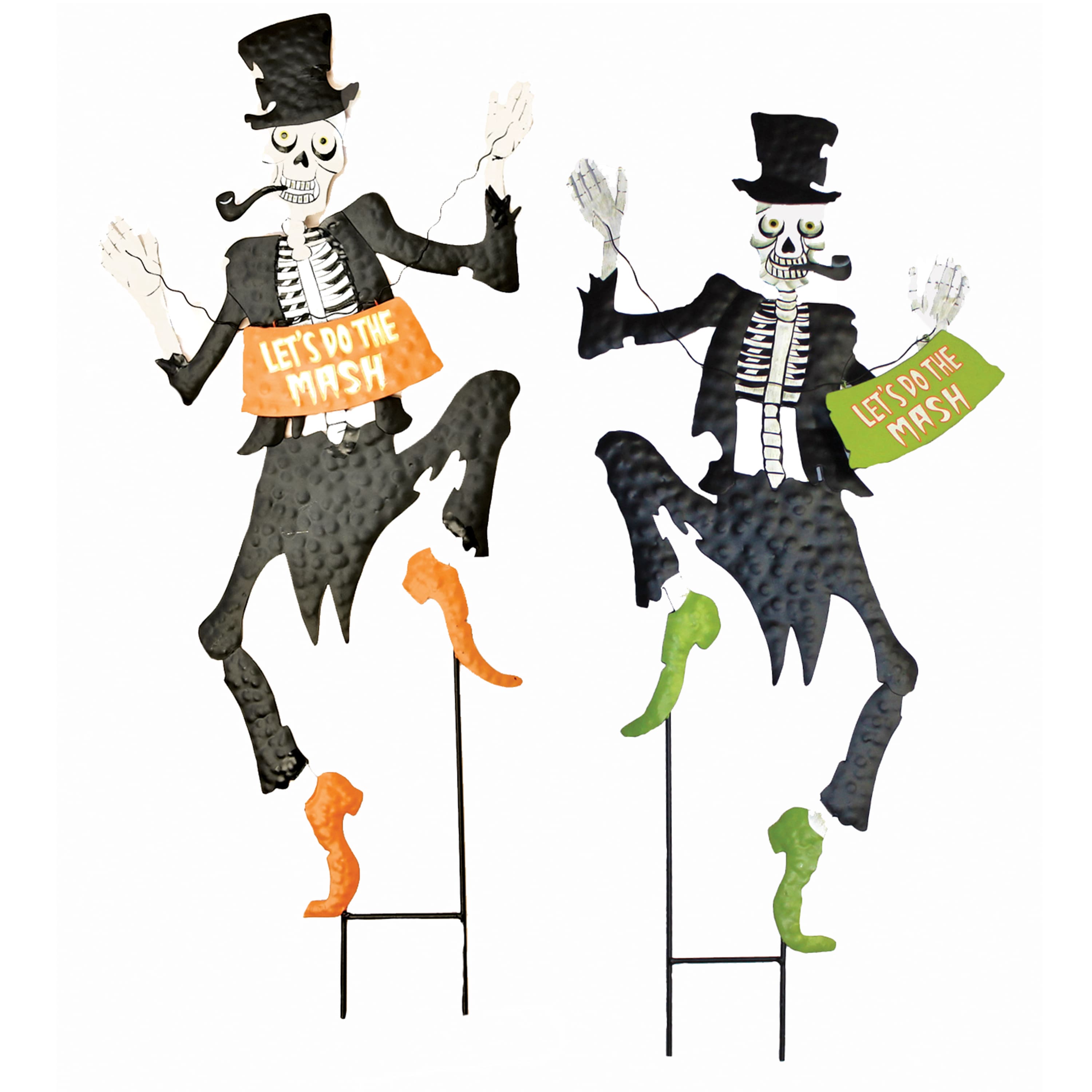 Michaels, 3 Park 33" Halloween Tuxedo Skeleton Metal Yard Stakes Set – Category: Halloween Yardstakes