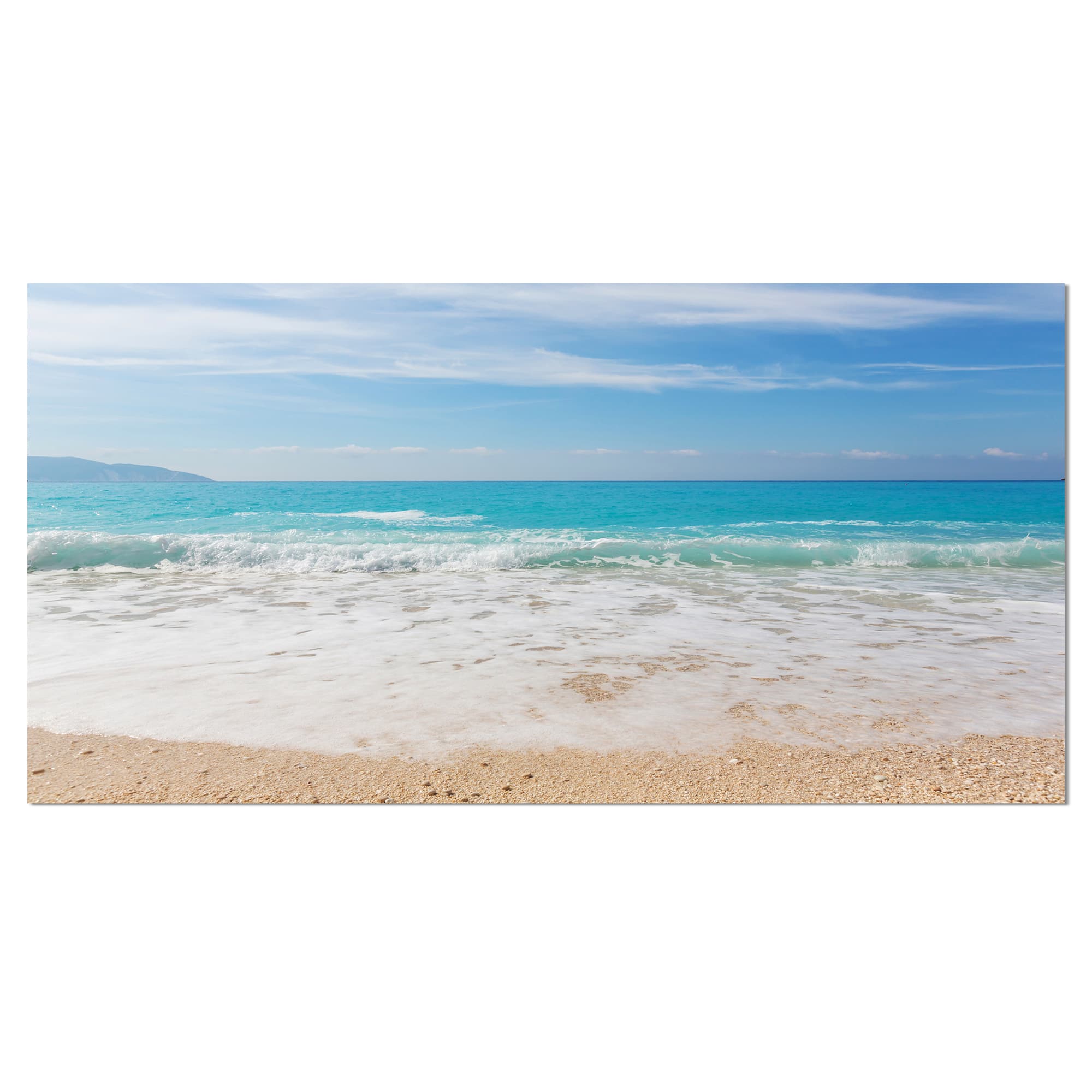 Designart - White Waves Kissing Beach Sand - Large Seashore Canvas Print