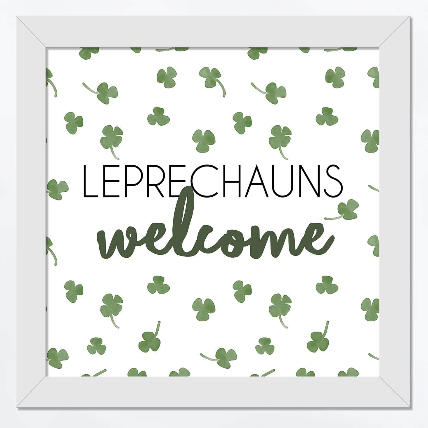 Leprechauns Welcome 16" x 16" White Framed Print Under Plexiglass