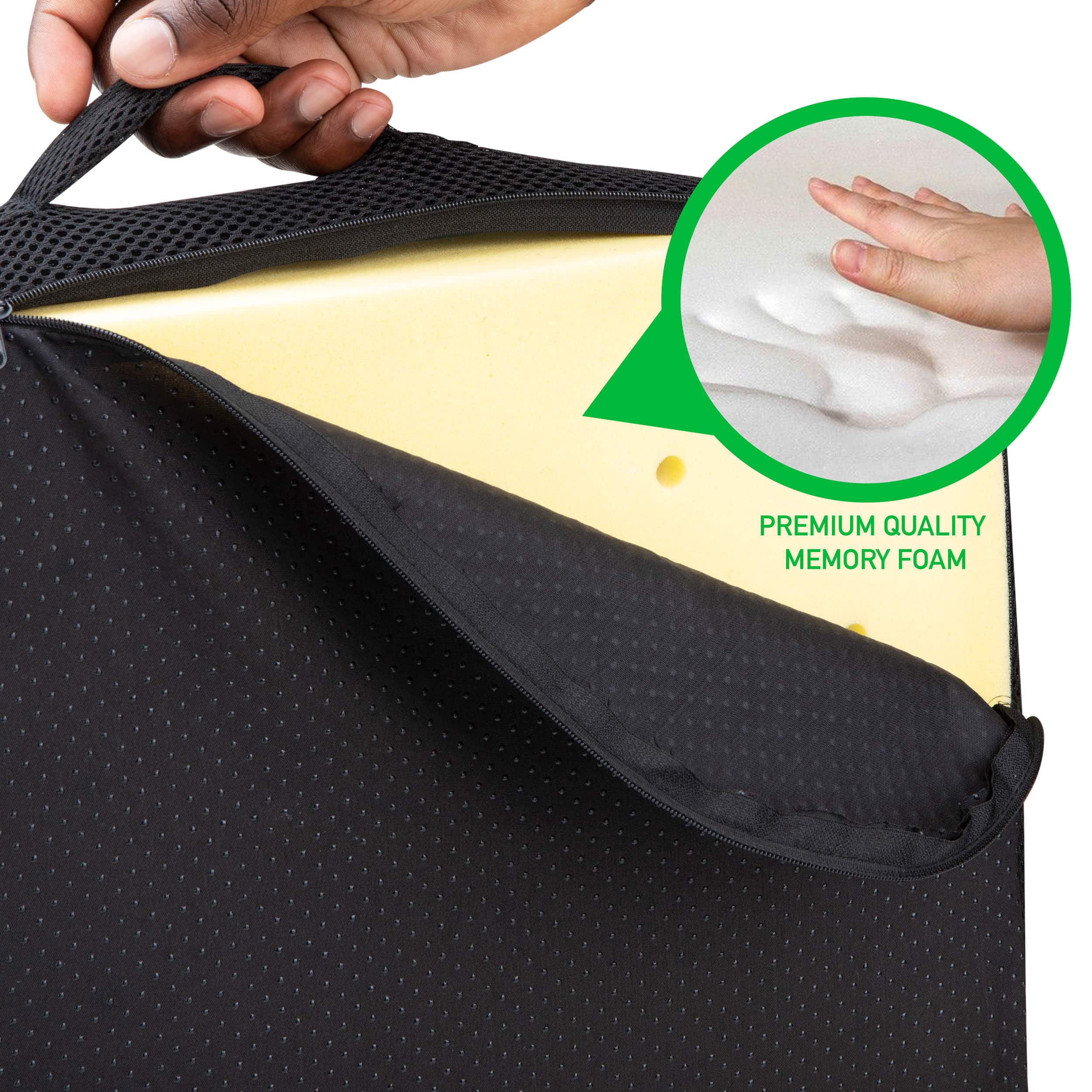 Mind Reader 18" Black Anti-Slip Seat Cushion with Carry Handle