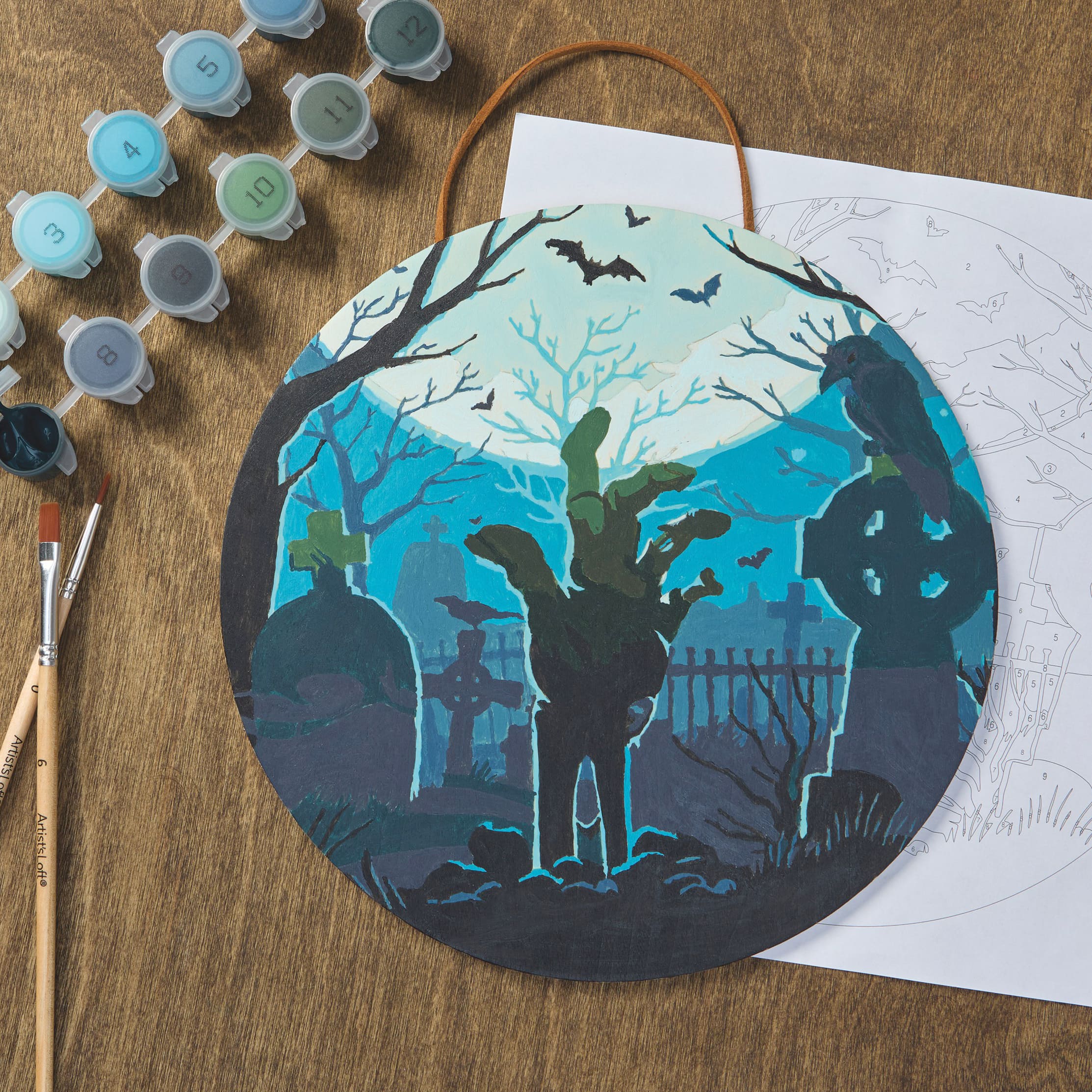 8" Zombie Hand Paint-by-Number Plywood Surface Kit by Artist's Loft®