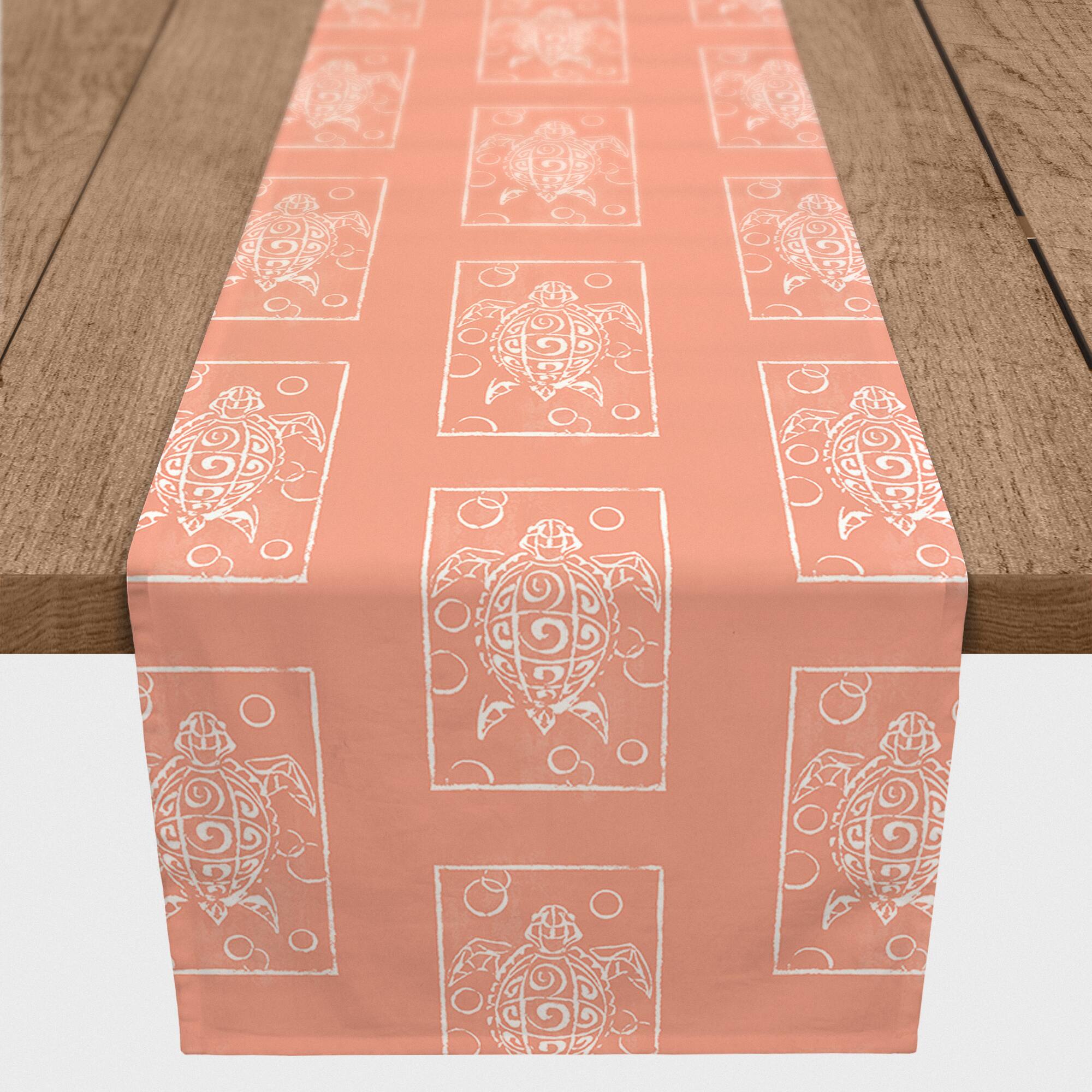 72" Coral Sea Turtle Stamp Indoor/Outdoor Table Runner