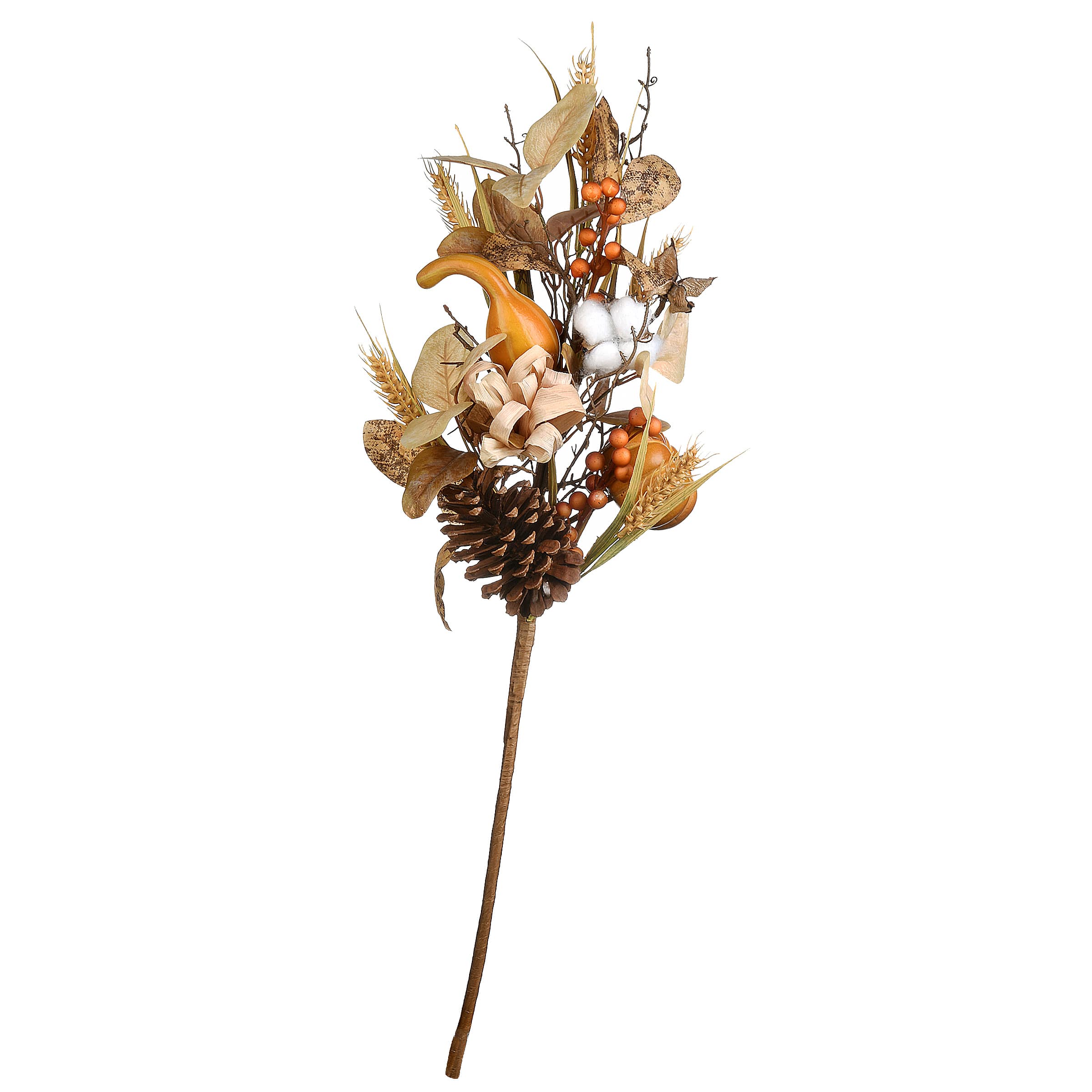 Autumn Pine Nut Spray With Pumpkin Gourds, 2ct.