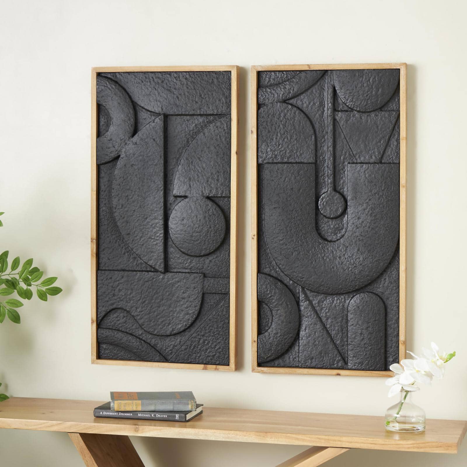 16" x 31.5" Black Metal Geometric Wall Décor, 2ct.