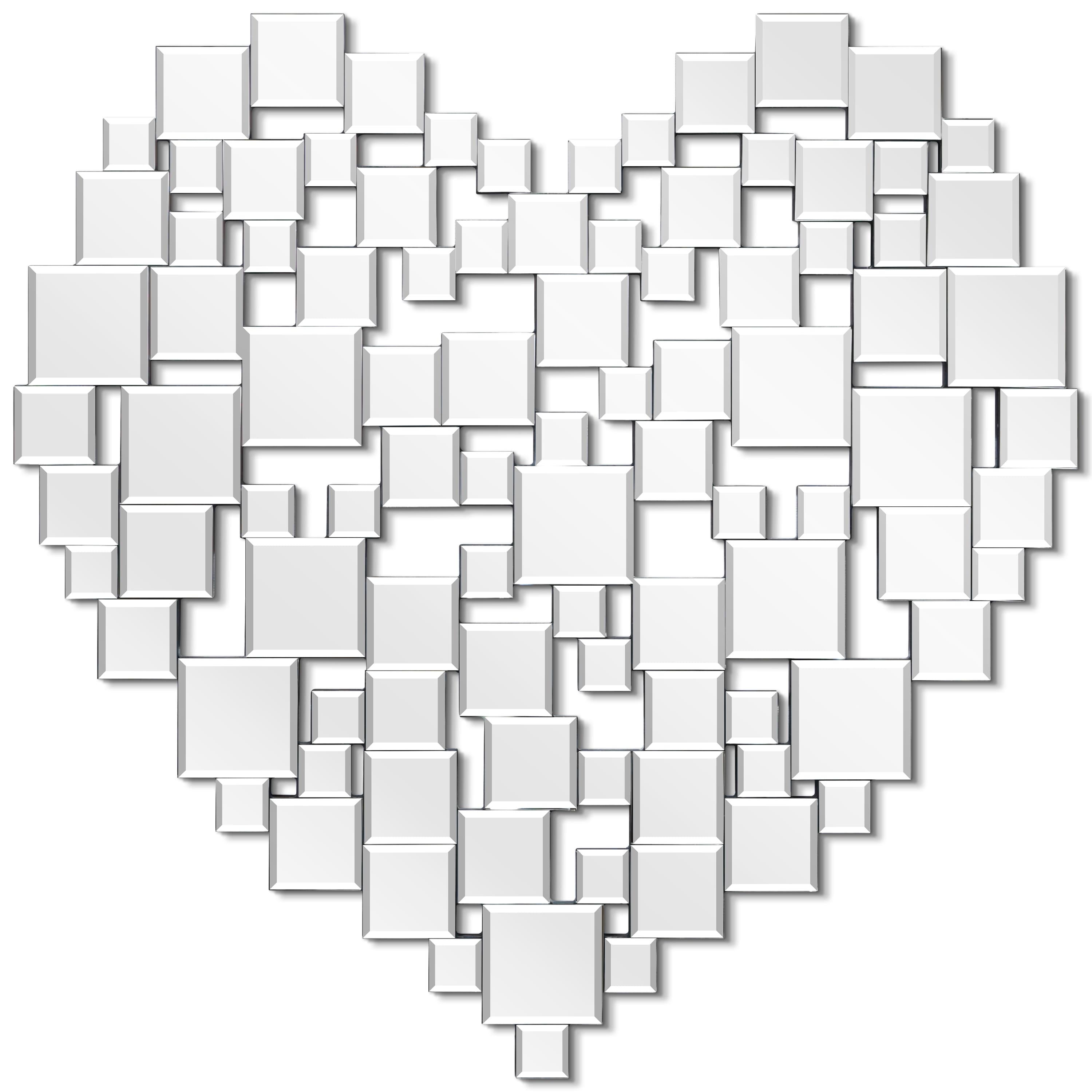 Empire Art Direct 32" x 32" Beveled Mirror Square Tessellation Heart-Shaped Wall Mirror