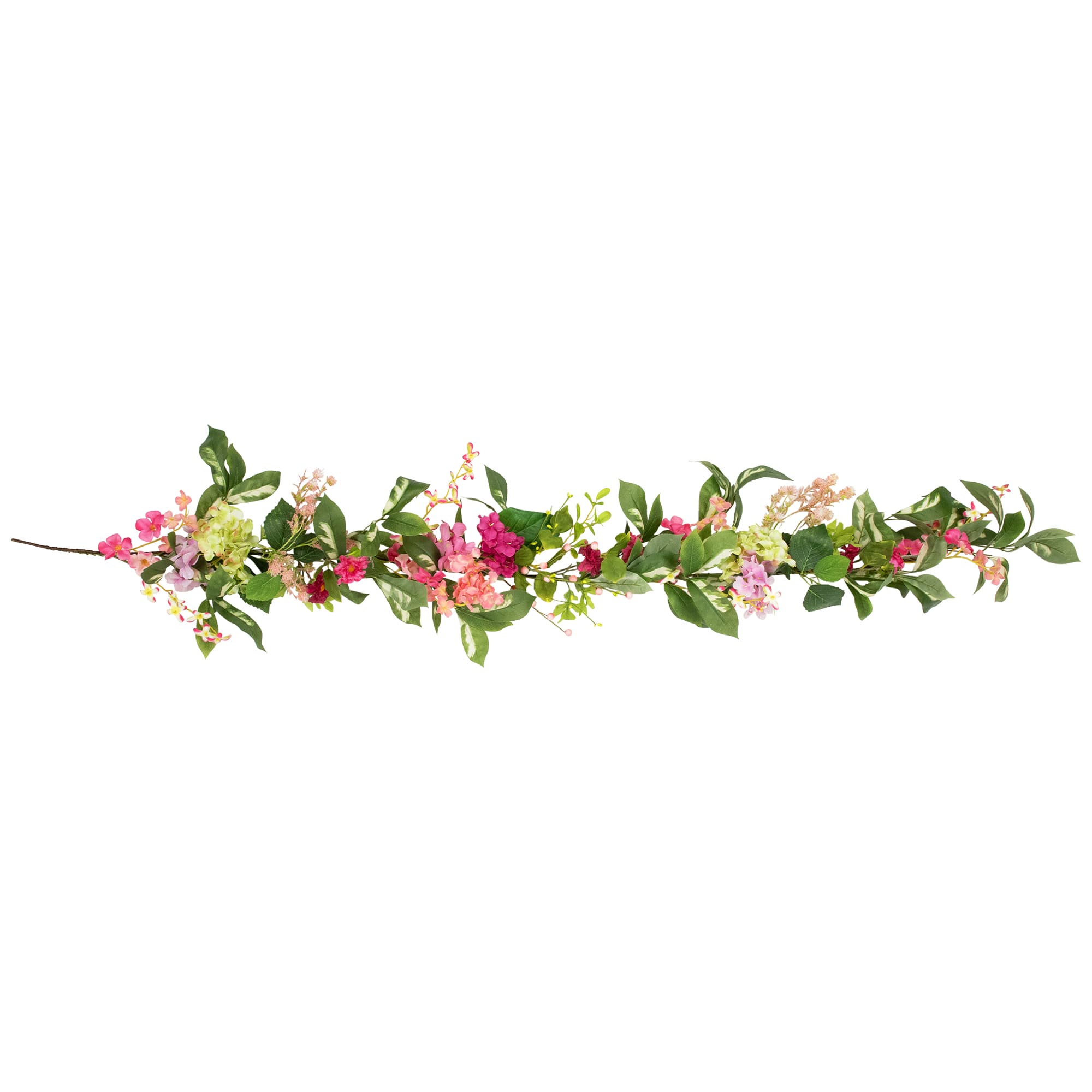 5ft. Pink Leafy Hydrangea Artificial Floral Spring Garland