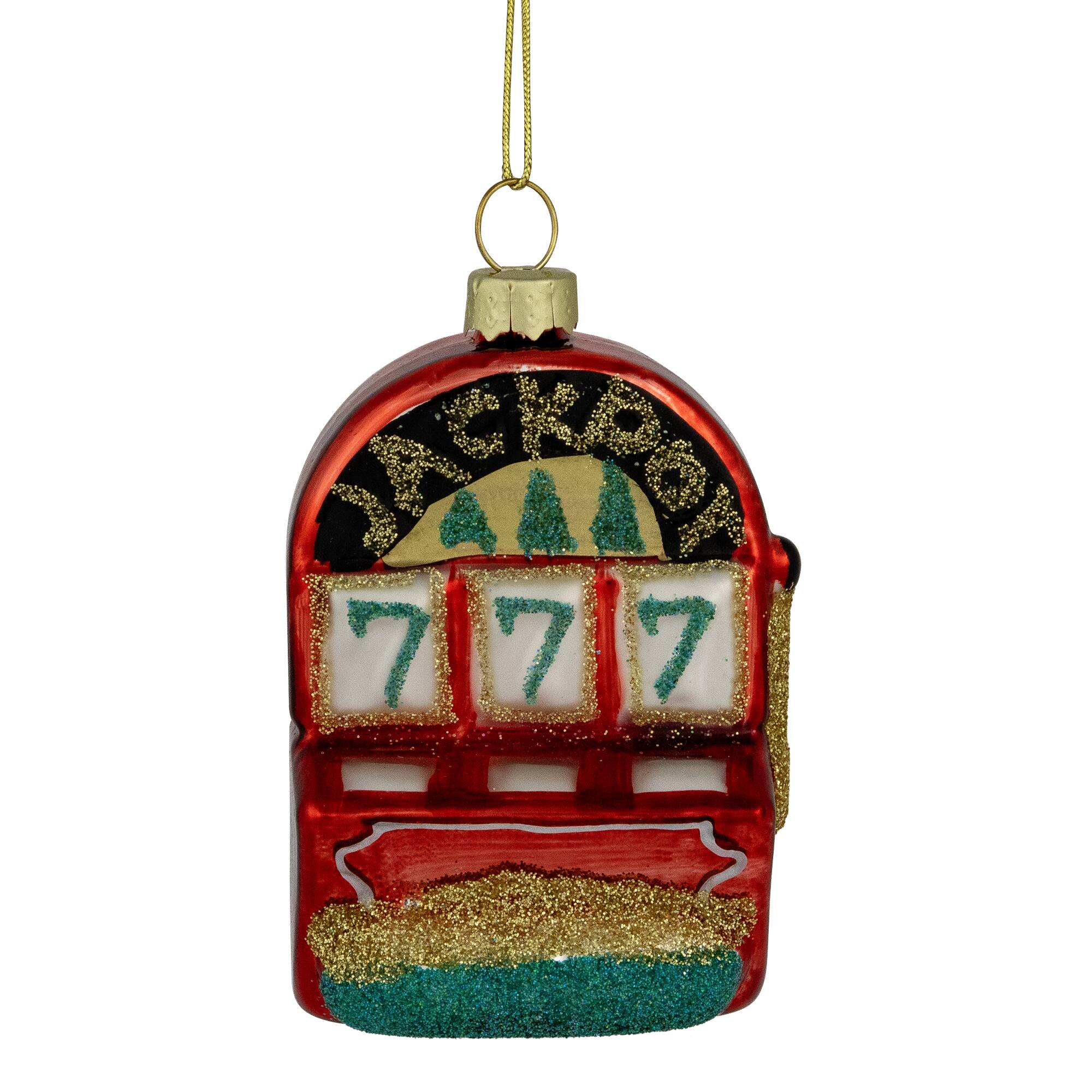 3.25" Lucky 7's Jackpot Slots Glass Christmas Ornament