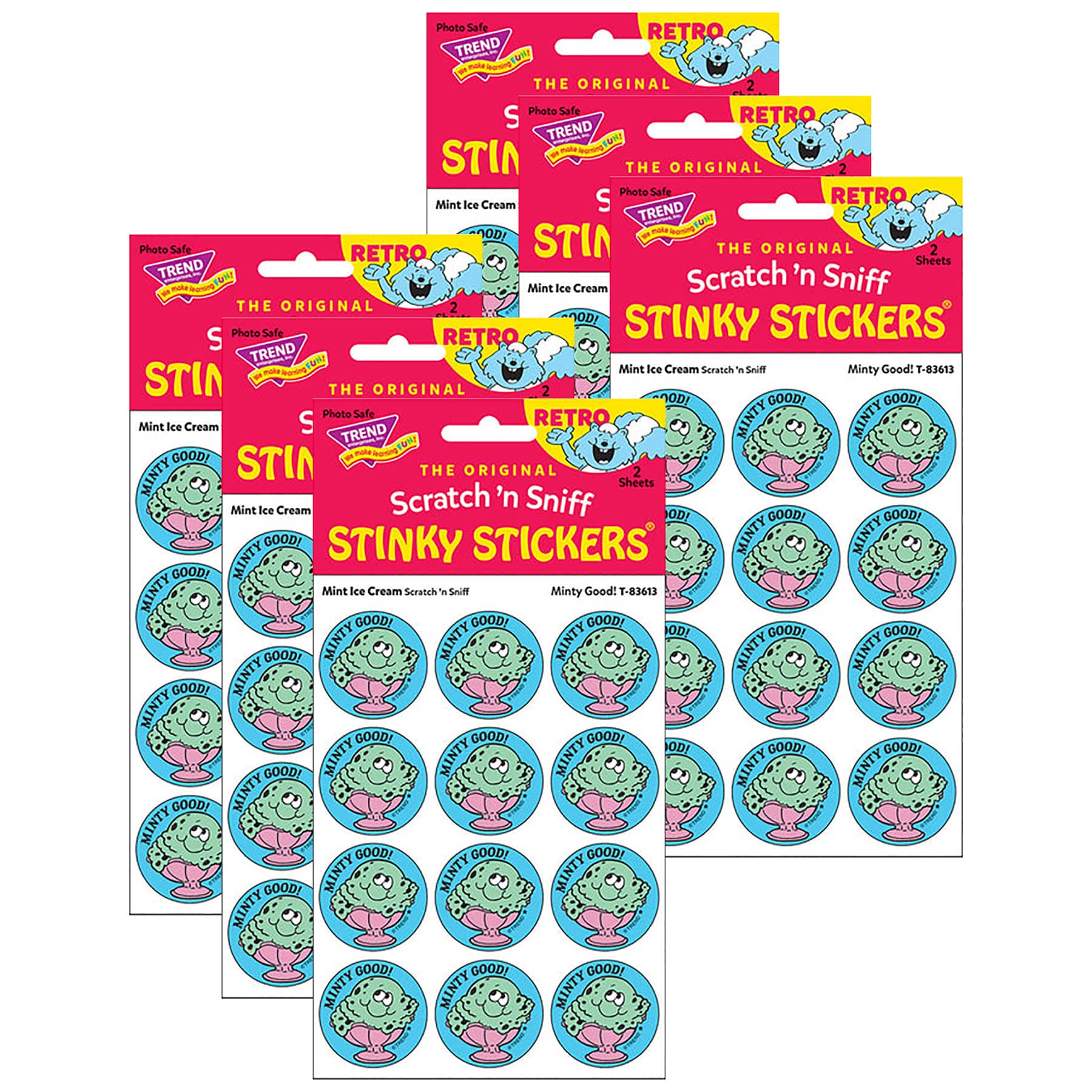 TREND Enterprises® Minty Good!/Mint Ice Cream Scented Stickers, 6 Packs of 24