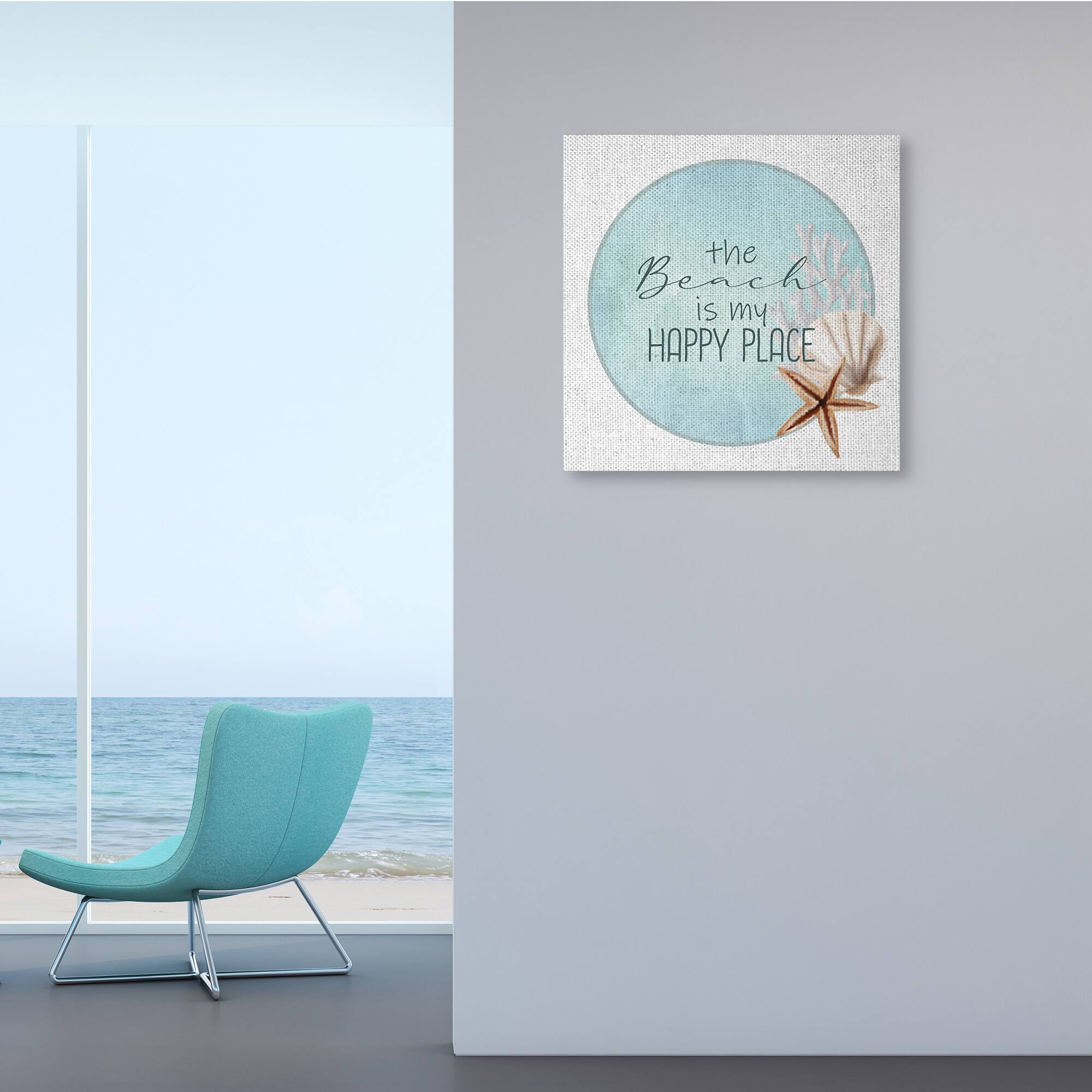 Stupell Industries Beach is my Happy Place Shell Starfish Wall Art