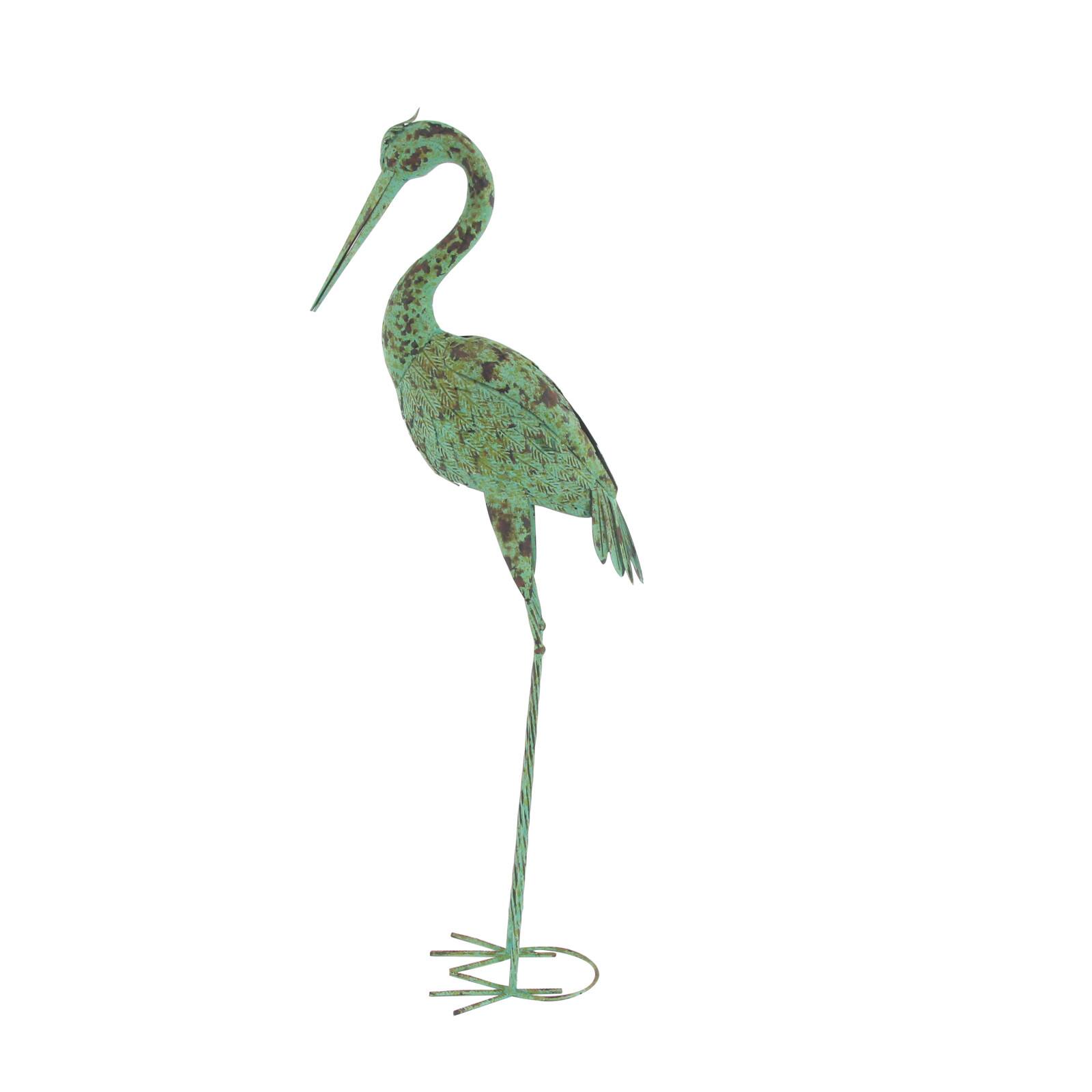 45" Green Metal Cranes Garden Sculpture Set