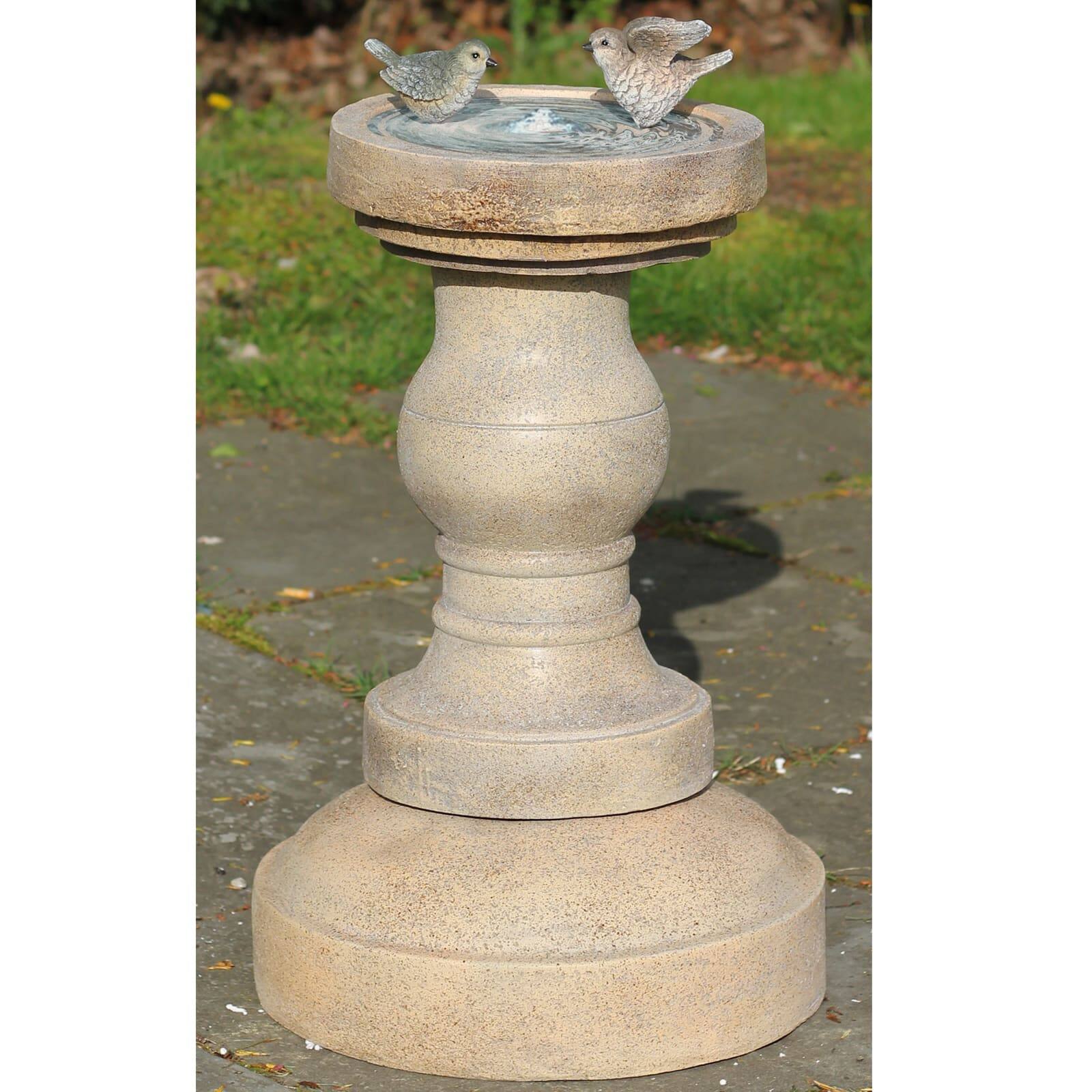 24.75" Tan Birds of a Feather LED Outdoor Garden Water Fountain