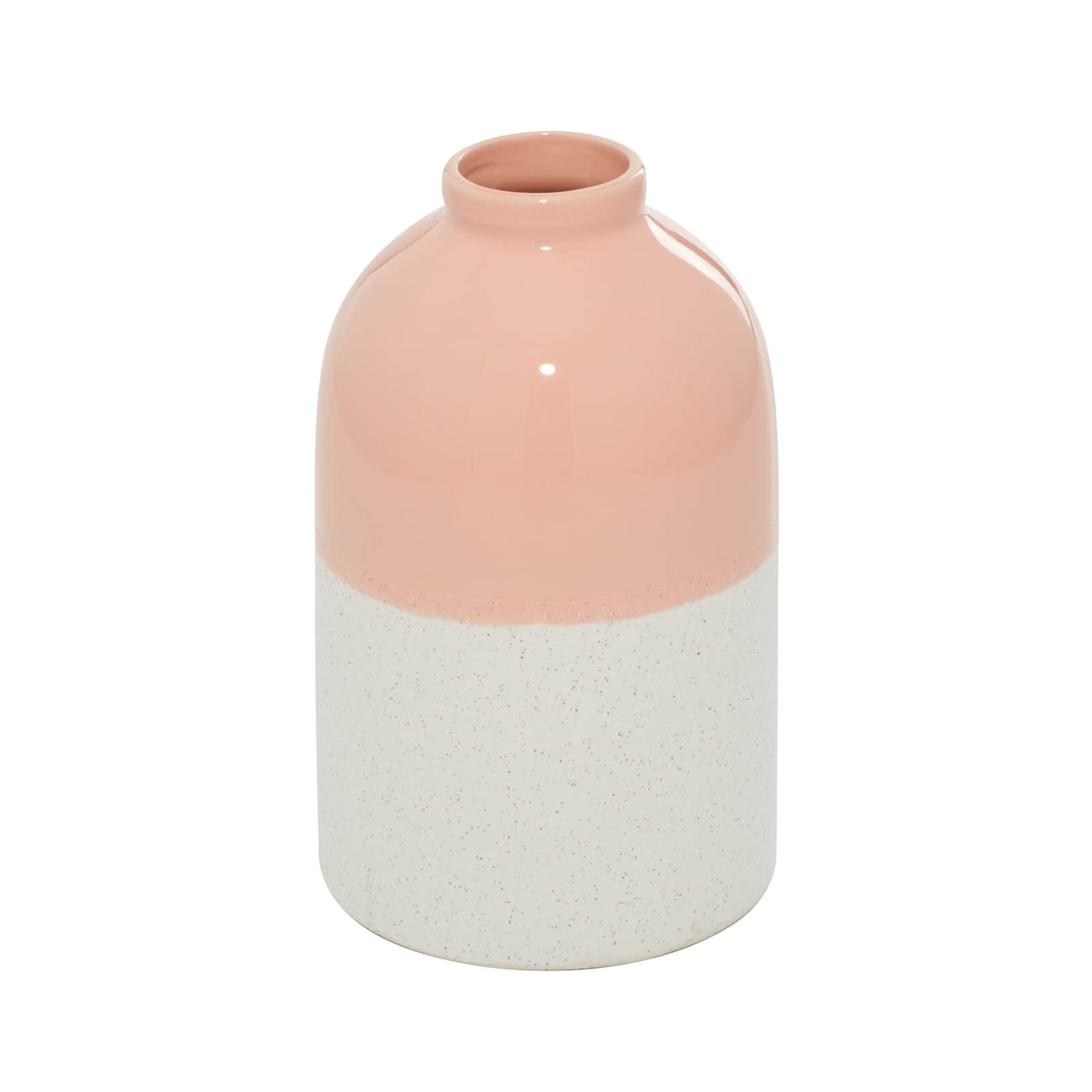 Pink Ceramic Modern Vase, 10" x 6" x 6"