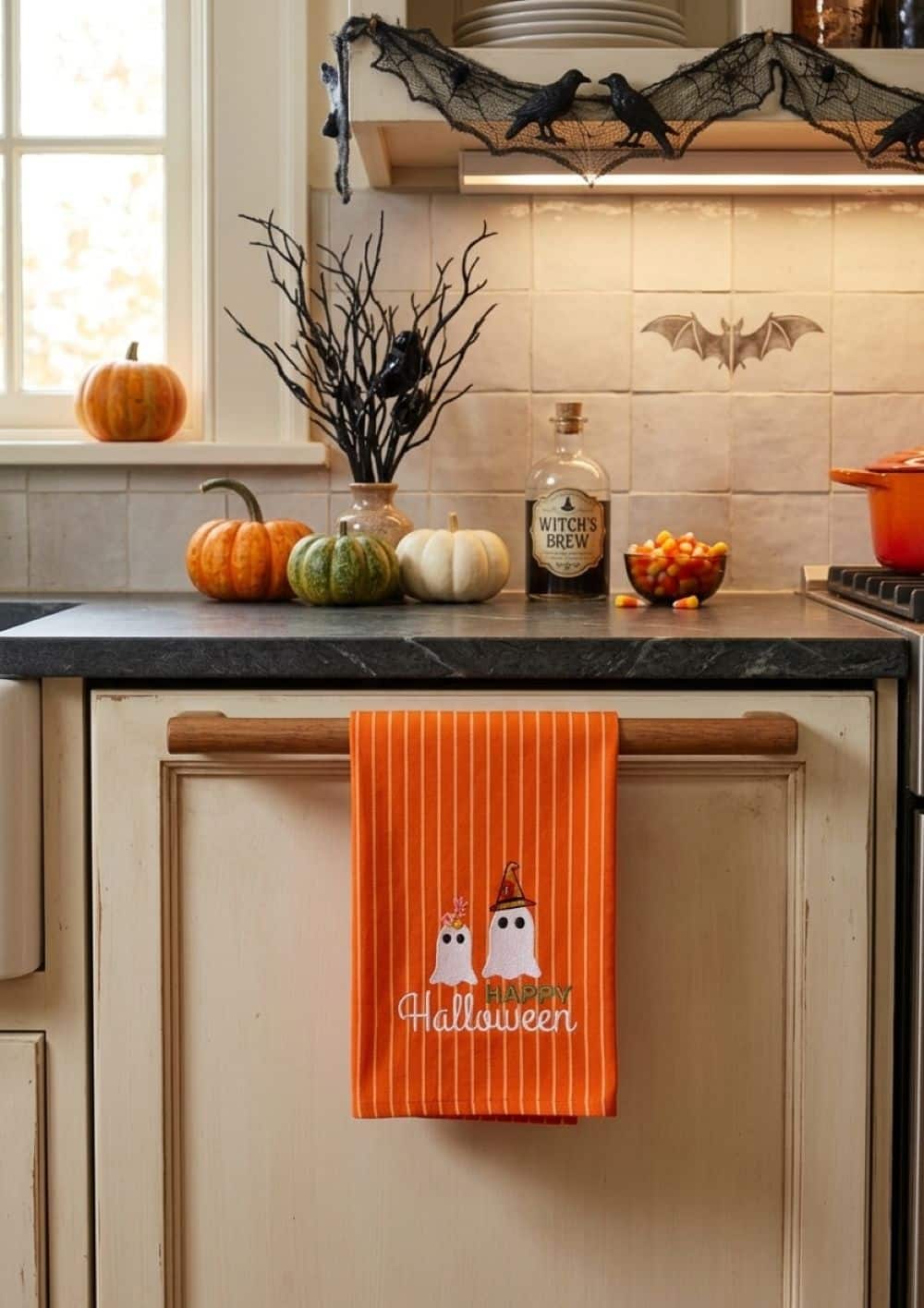 Orange Ghosts Tea Towel by Makery™