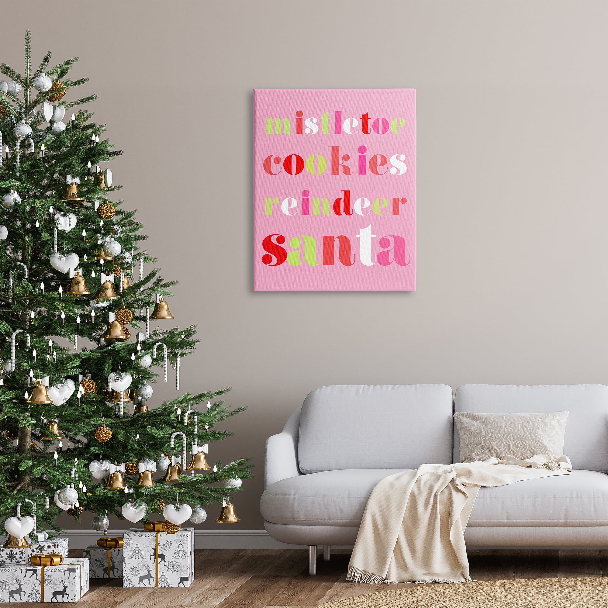 Stupell Industries Mistletoe Cookies Reindeer Santa Bold Canvas Wall Art