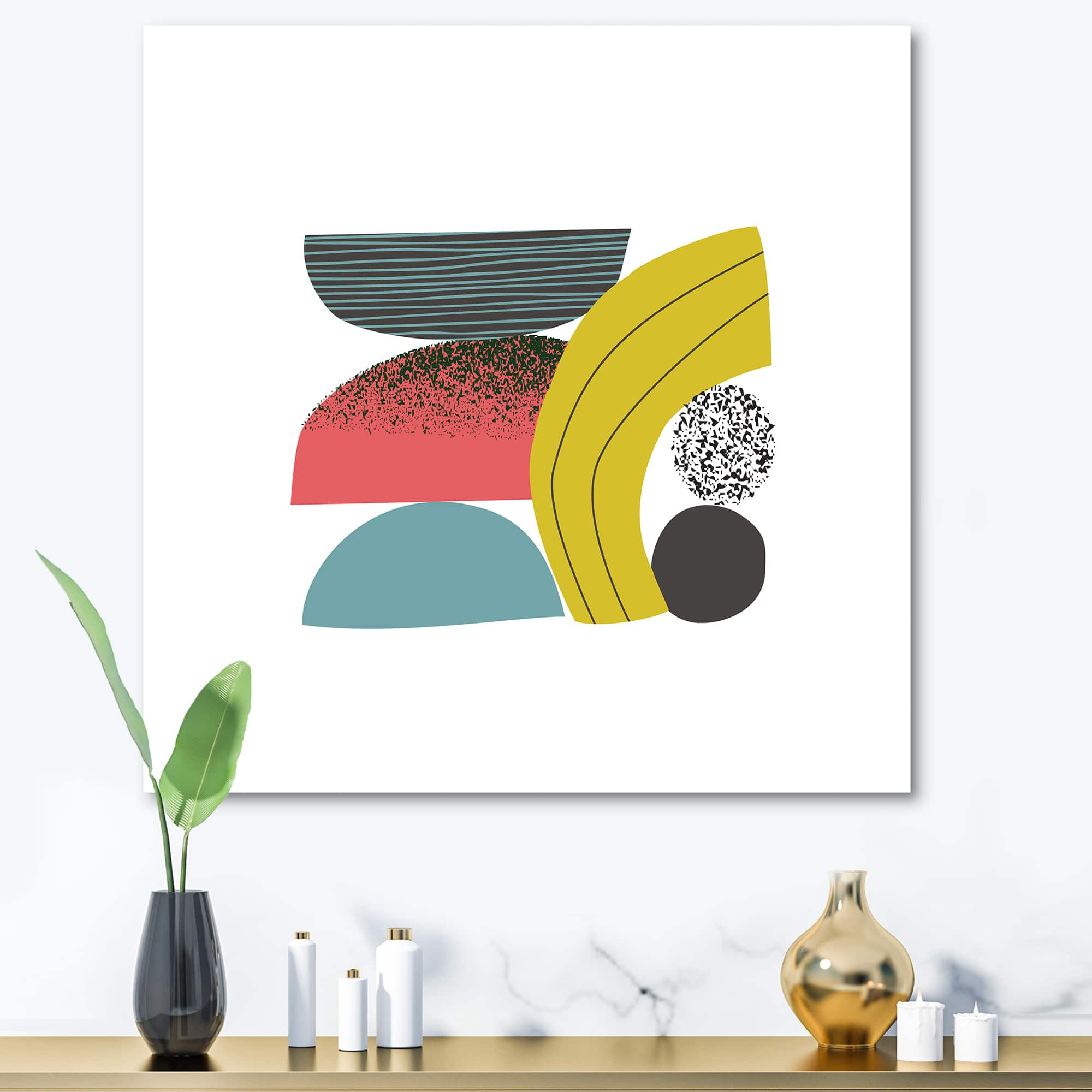 Designart - Colorful Geometric Abstract Art Collage II - Modern Canvas Wall Art Print
