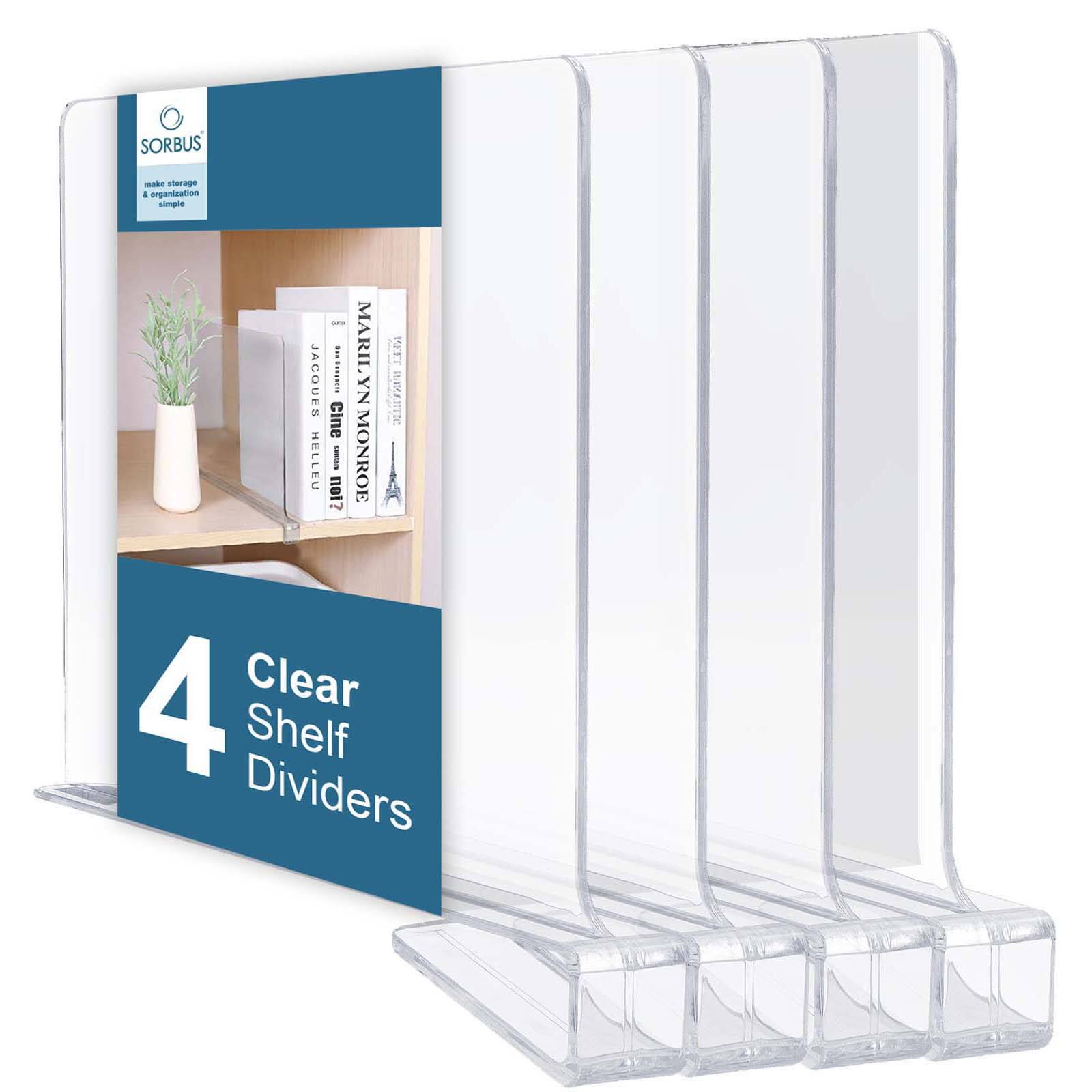 Sorbus 12.75" Modern Clear Acrylic Shelf Dividers