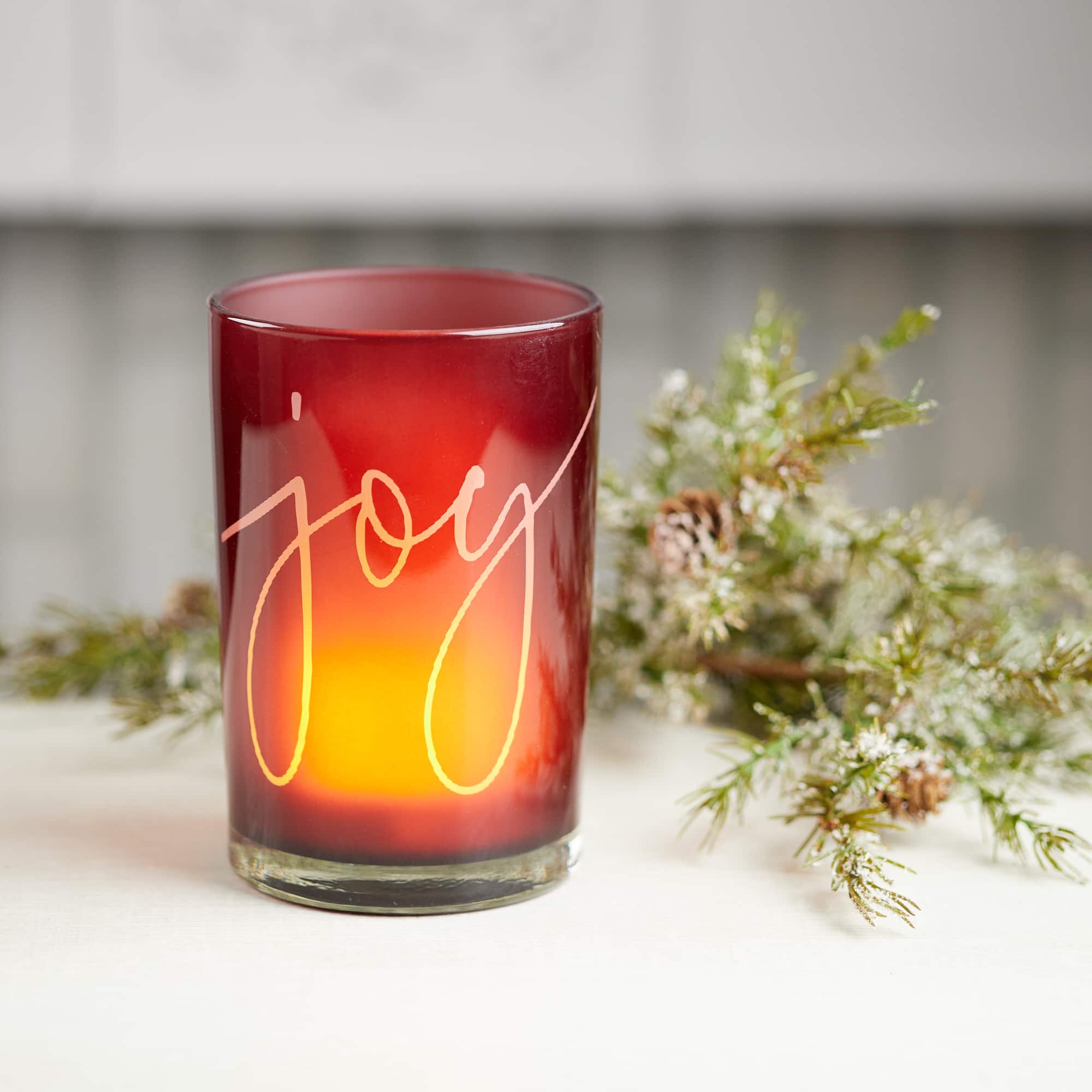 Joy Glass Pillar & Votive Candle Holder Set