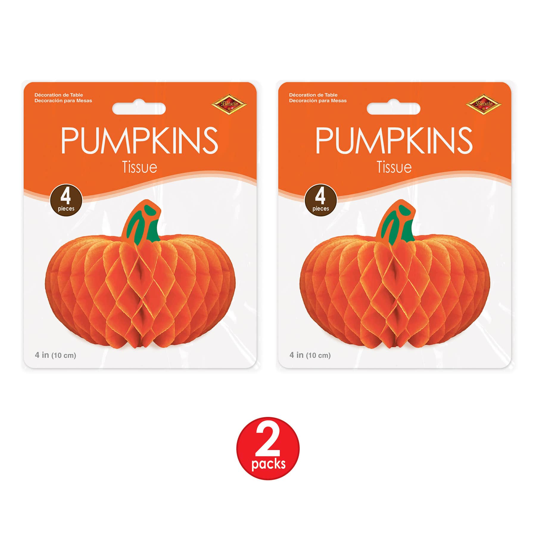 Beistle 4.5" x 3.25" Tissue Paper Pumpkins, 8ct.