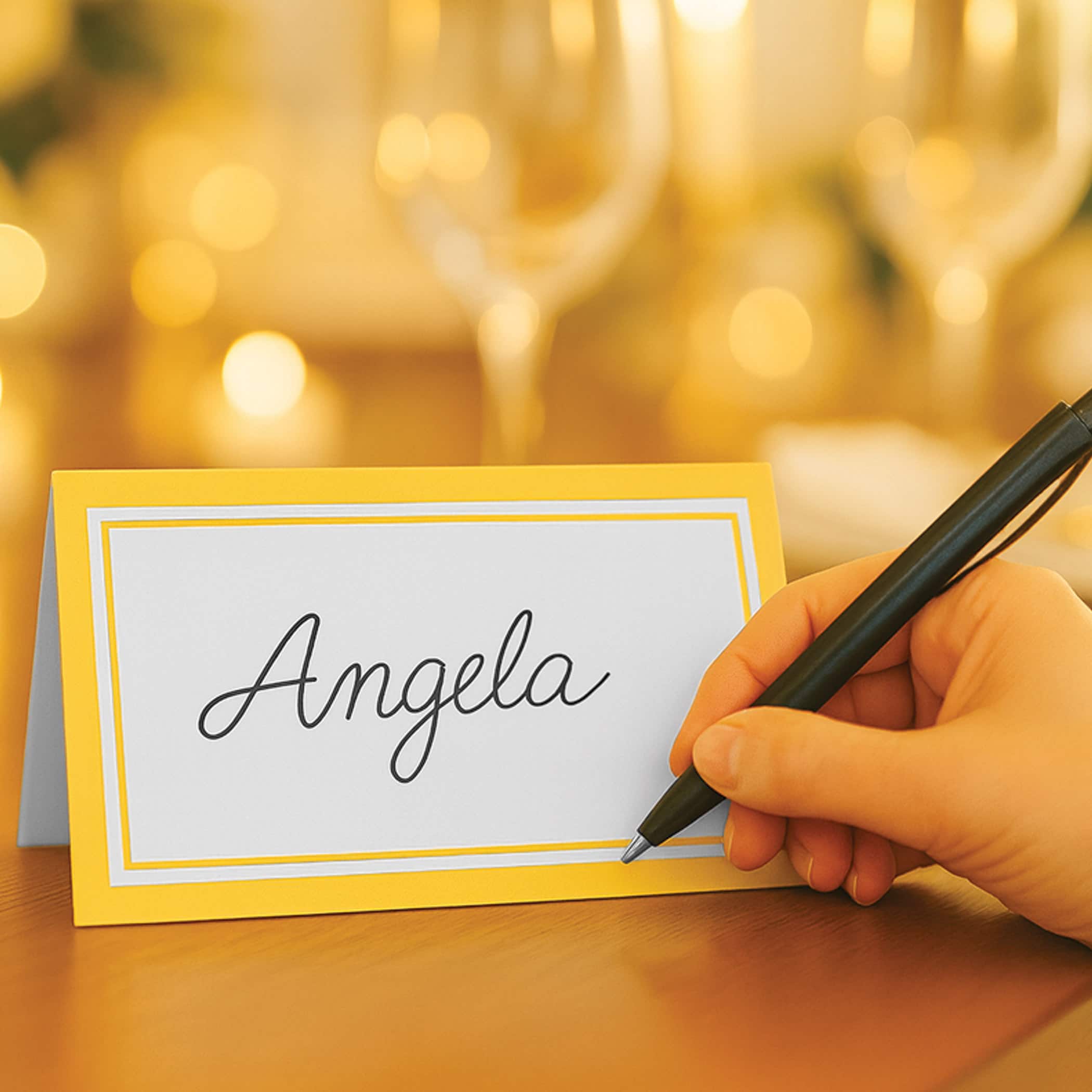 Beistle 2" x 4" White & Gold Place Cards, 50ct.