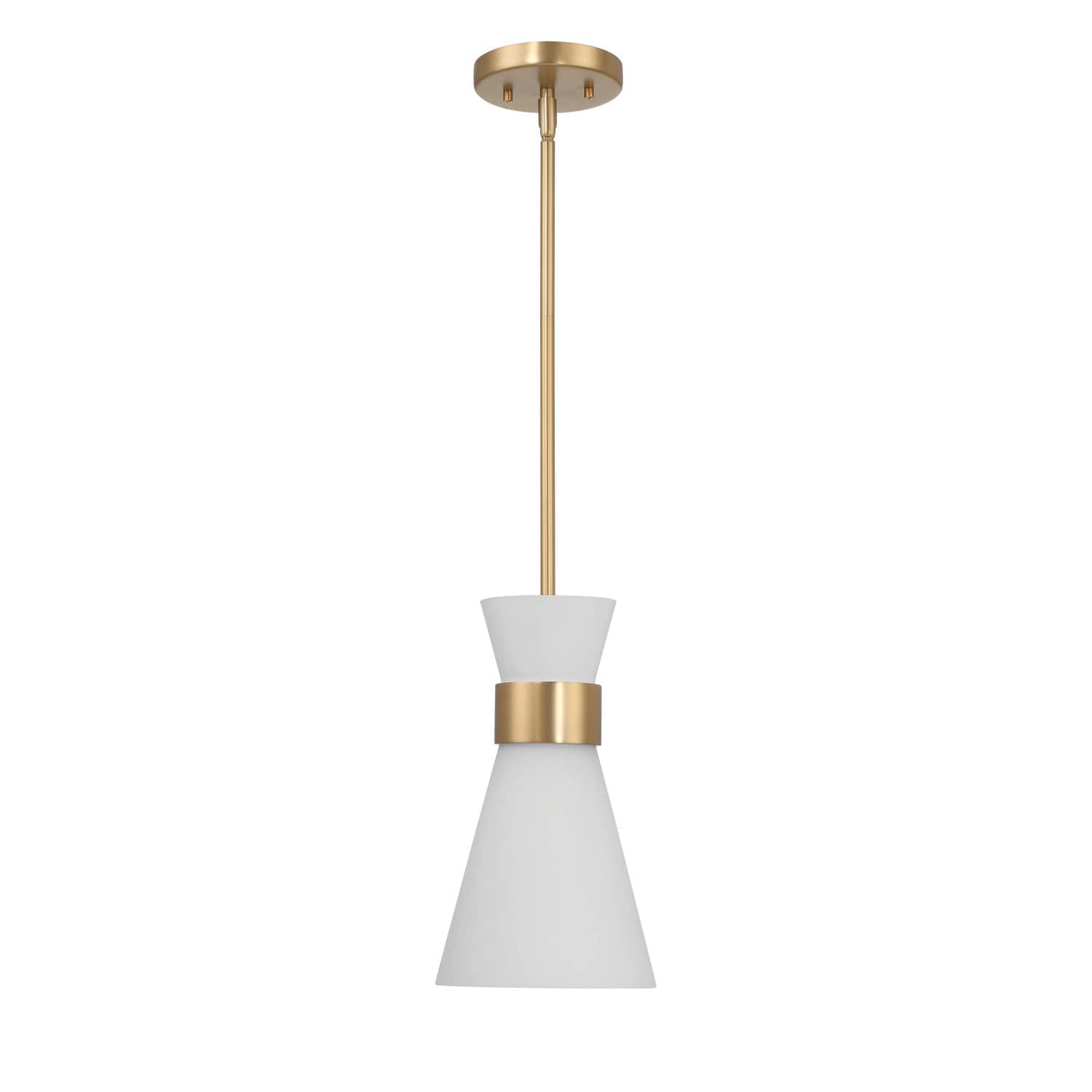 Hello Honey® Kit White & Gold Modern Minimalist Tapered Opal Glass & Metal Ceiling Light