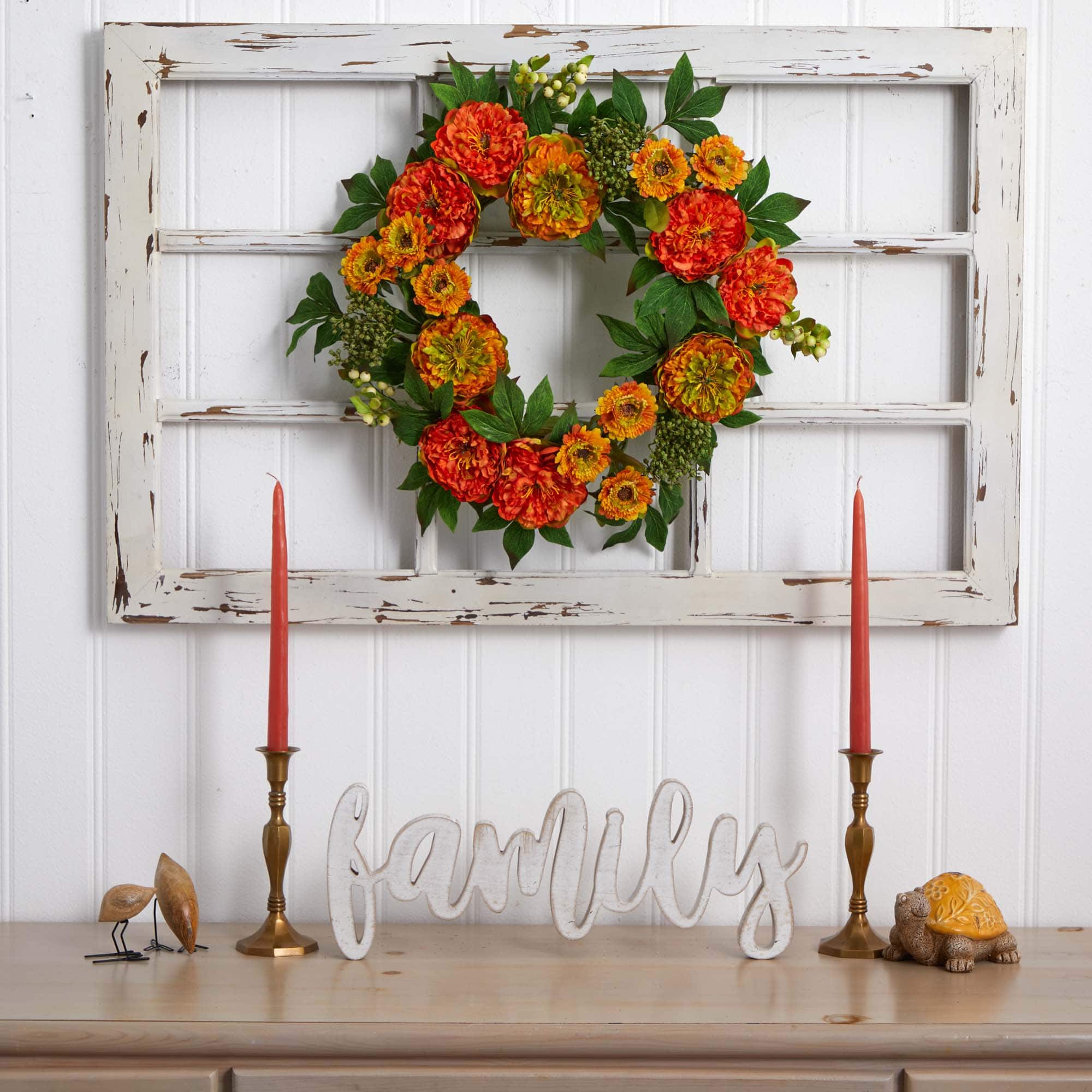 24” Peony and Mum Wreath