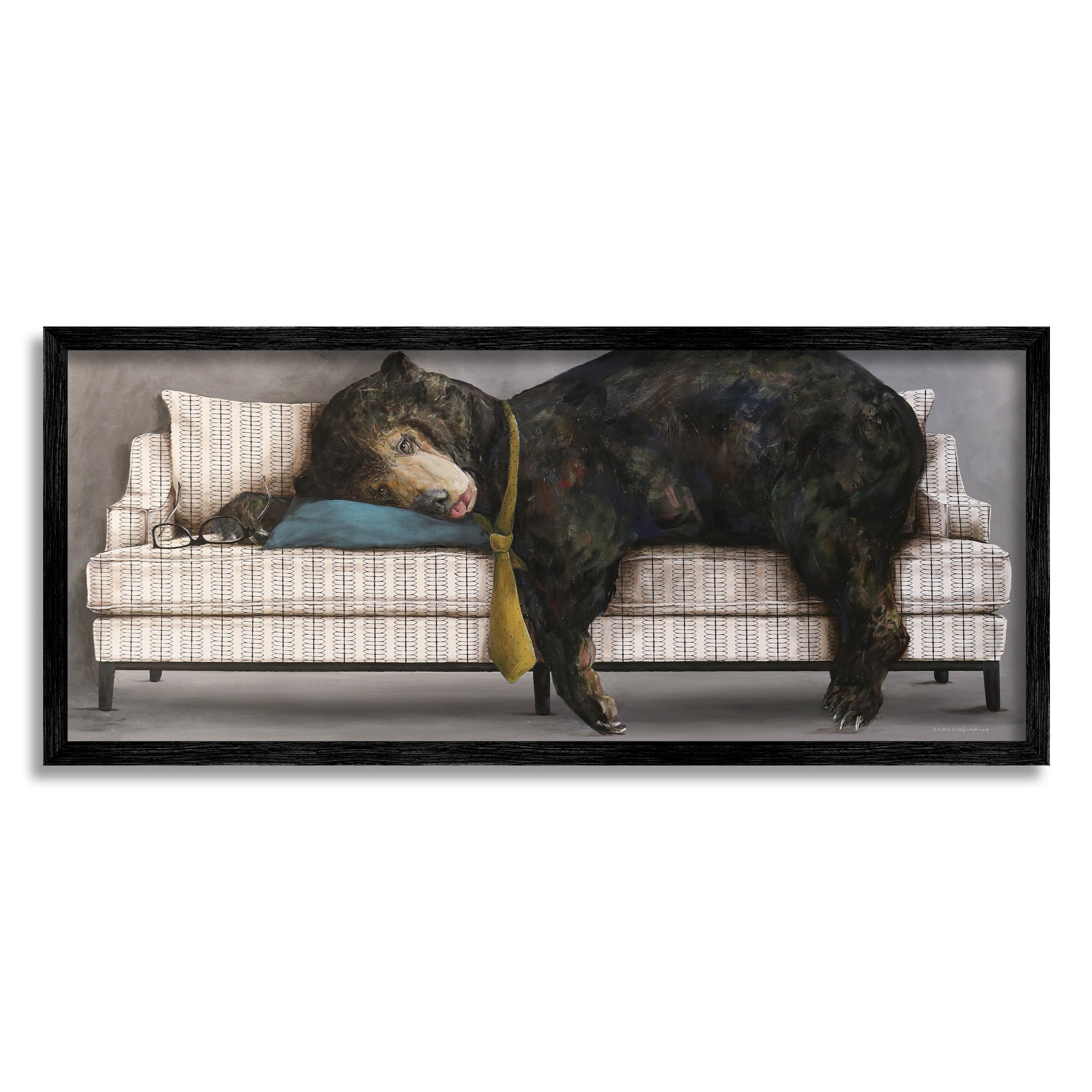 Stupell Industries Exhausted Papa Bear Sleeping Business Tie Modern Couch Framed Wall Art