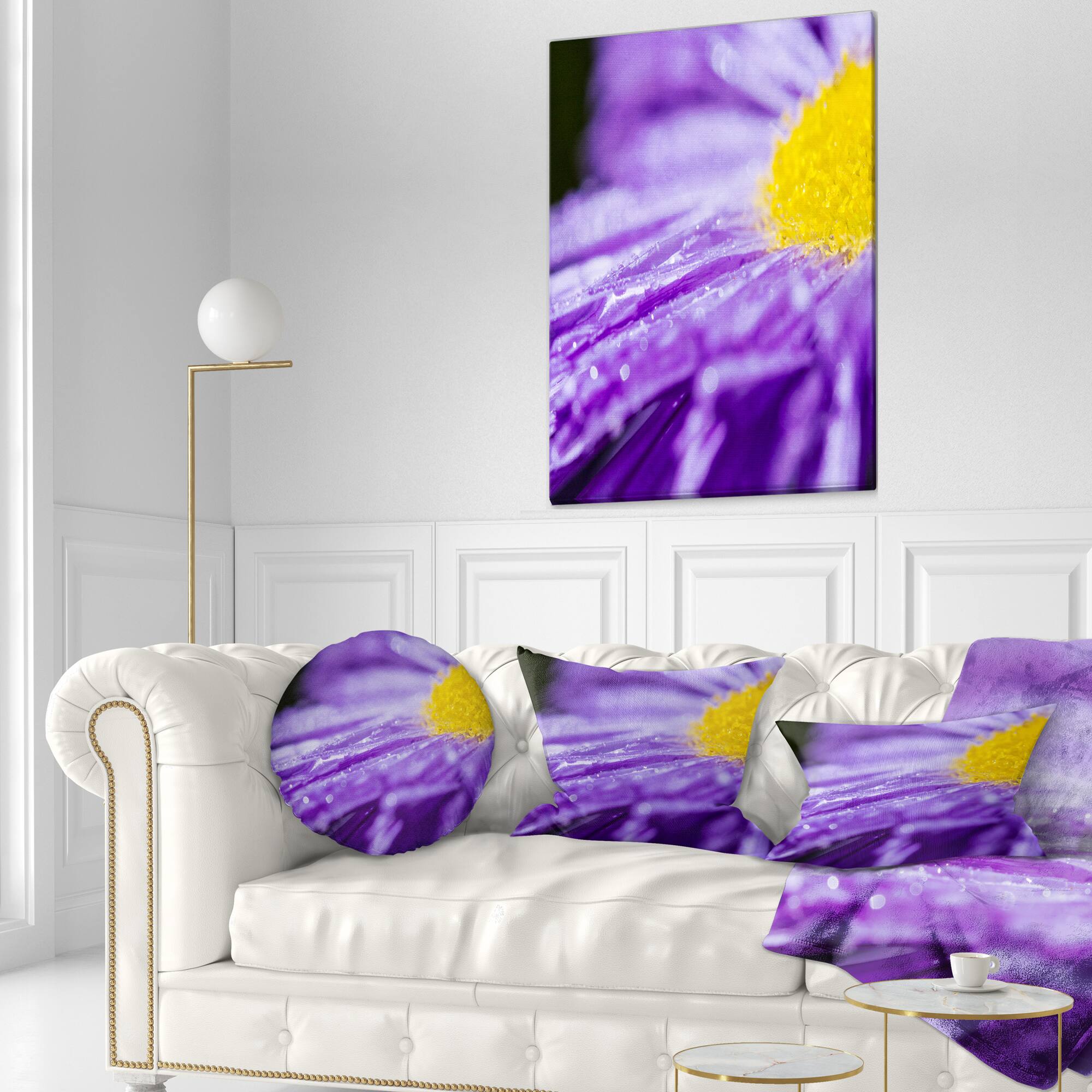 Designart - Large Violet Flower Petal Close up - Large Flower Canvas Wall Art