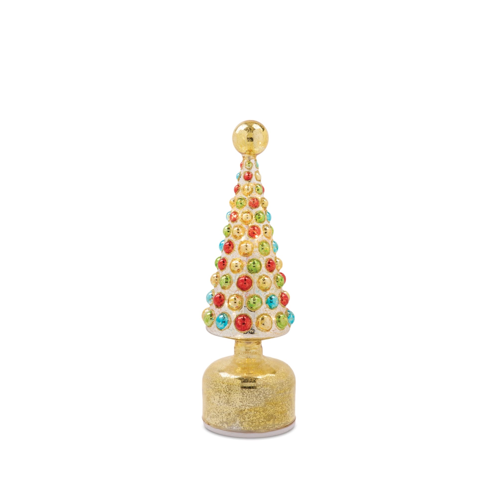 Melrose LED Mercury Glass Rotating Christmas Tree Set