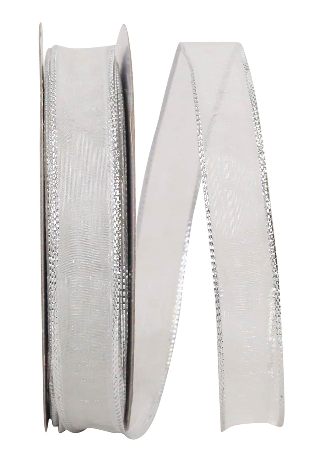 Reliant 5/8" x 25yd. White Sheer Metallic Edge Wired Ribbon