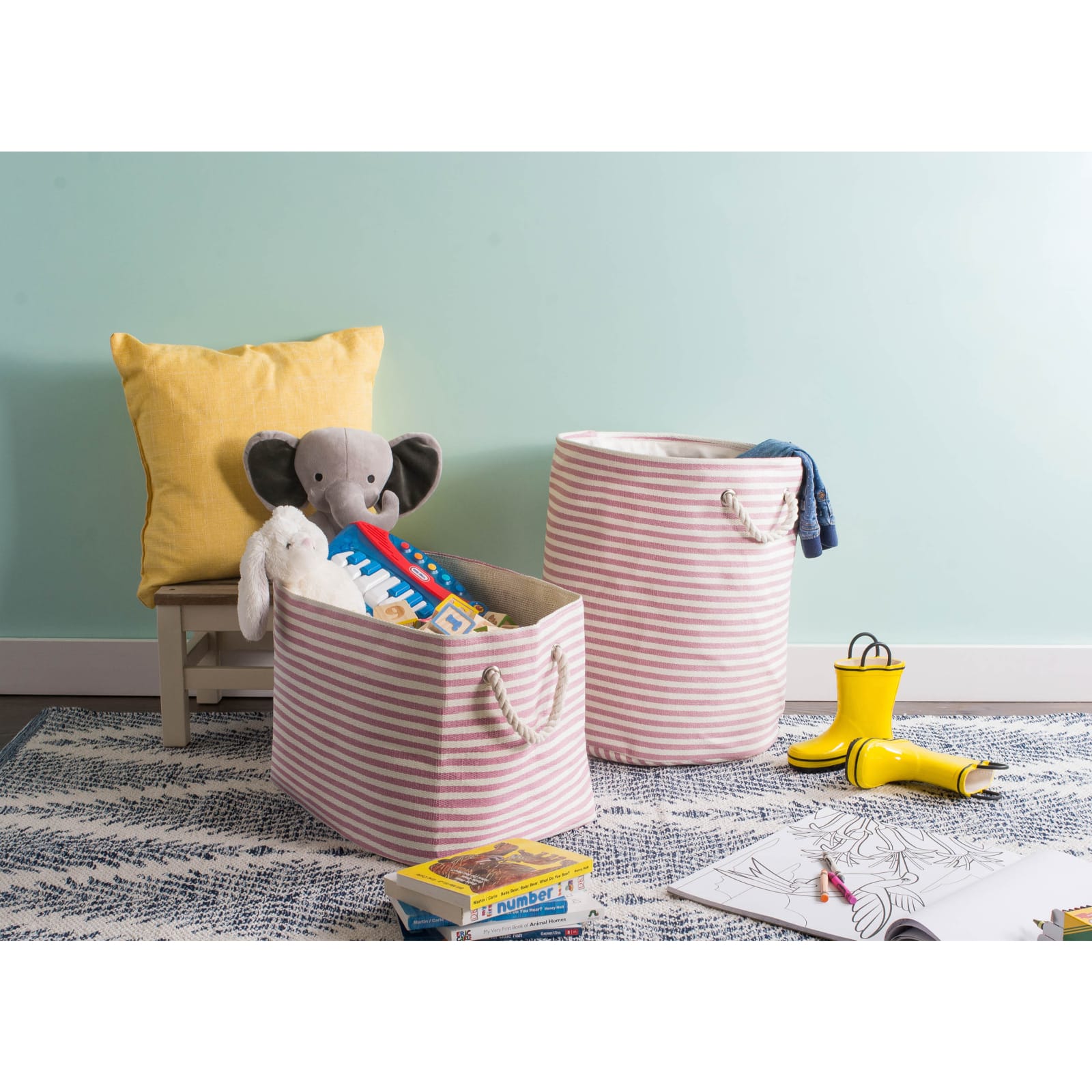 DII® 20" Pinstripe Woven Paper Storage Bin
