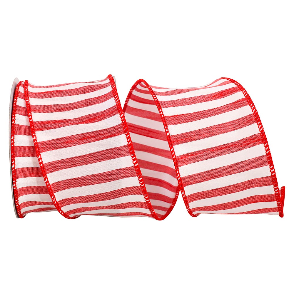 JAM Paper 2.5" x 10yd. Dupioni Wired Cabana Stripe Ribbon