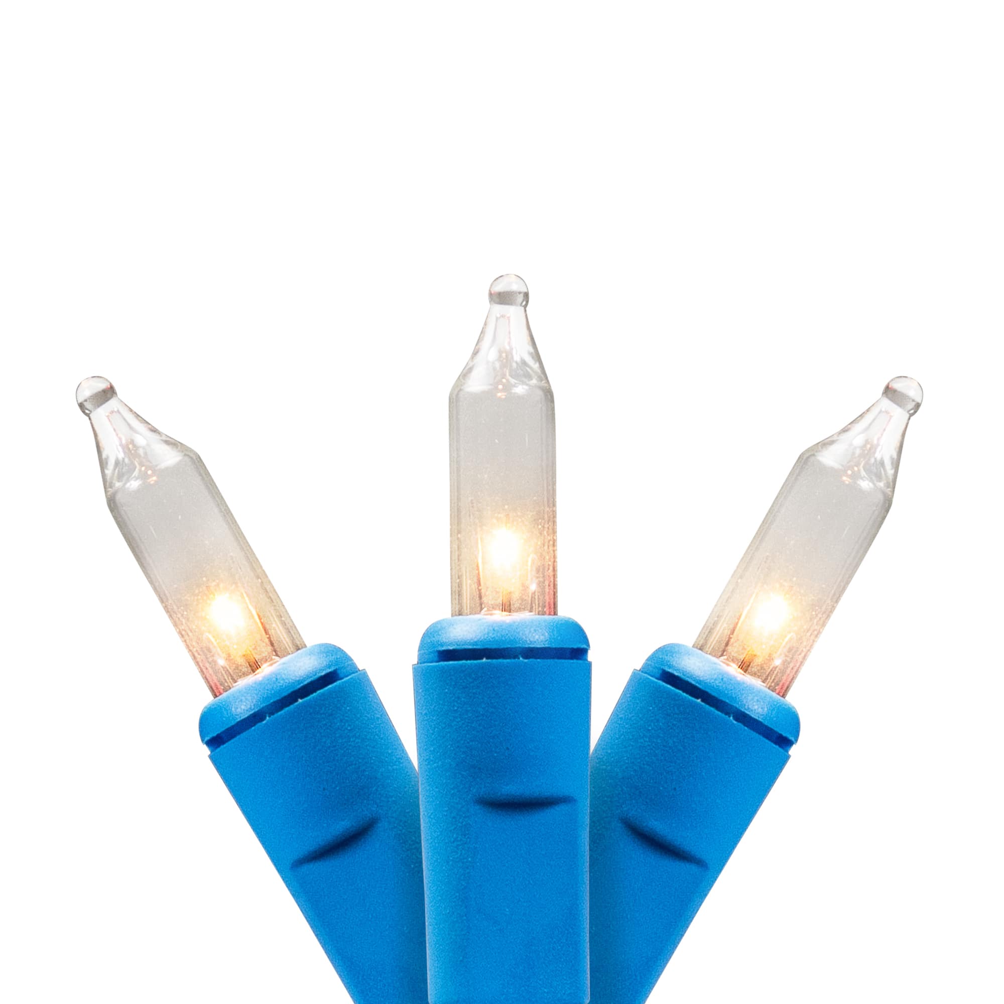 35764374 100 Count Mini Christmas Commercial Light Set - Clear Bulb with 60 ft. Blue Wire